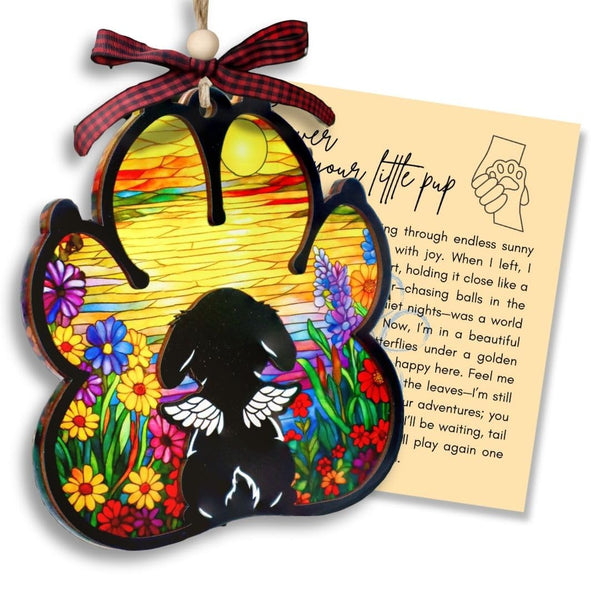 Dog Paw Memorial Ornament with Sympathy Card, Dog Memorial Suncatcher, Pet Remembrance Ornament, Sympathy Gifts for Loss of Dogs, Passing Away Gifts for Dogs Mom Women