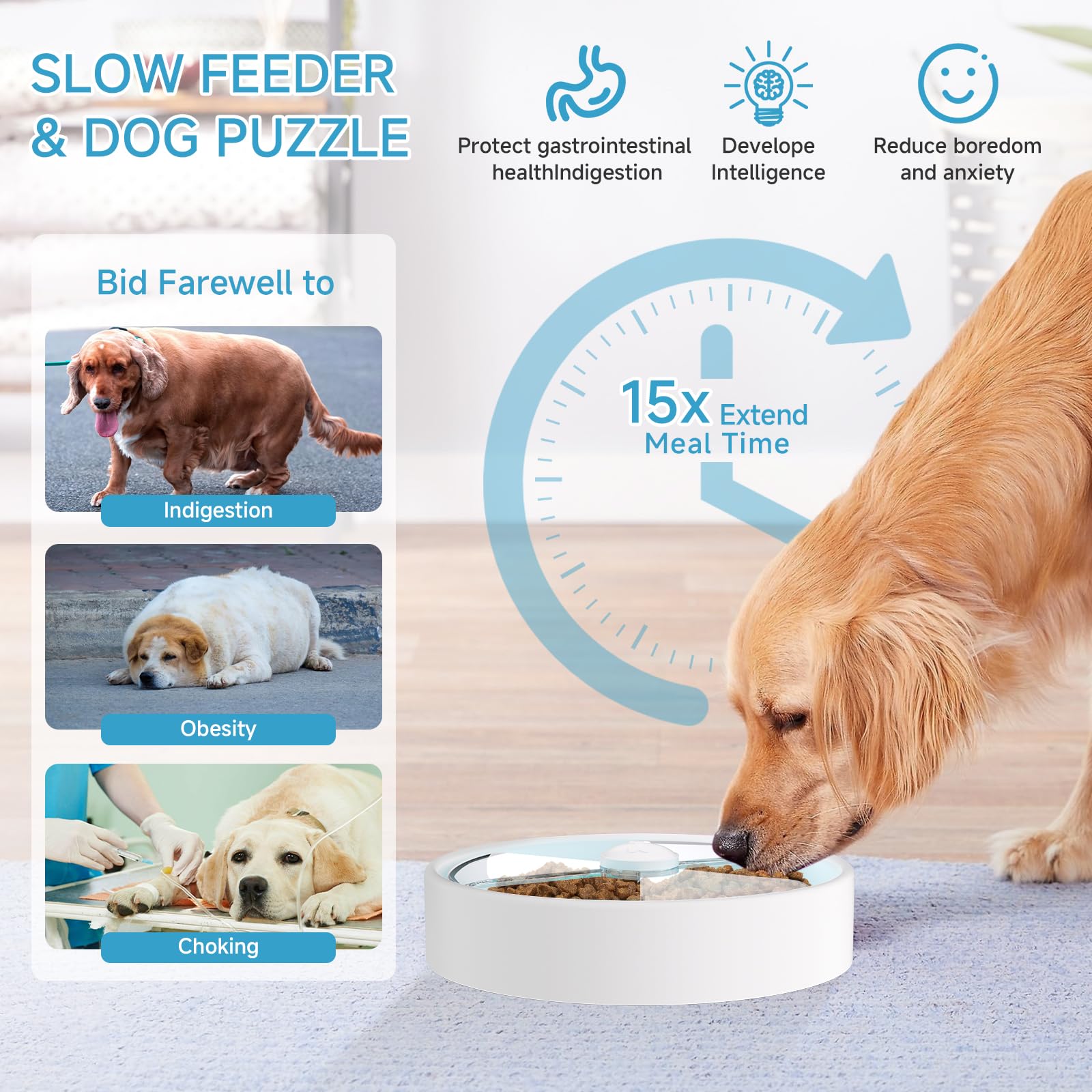 Slow Feeder Dog Bowls, Maze Dog Food Puzzle Feeders for Dry, Wet, Raw Food, Non-Slip Interactive Dogs Feeder for Large, Medium Pet