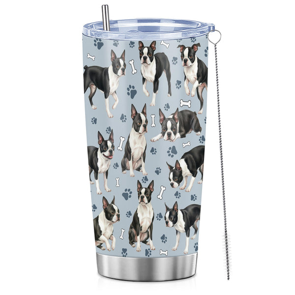 Boston Terrier Gifts for Women Men, 20oz Stainless Steel Insulated Tumbler Travel Cup Mug, Funny and Unique Boston Terrier Gifts for Dog Lover
