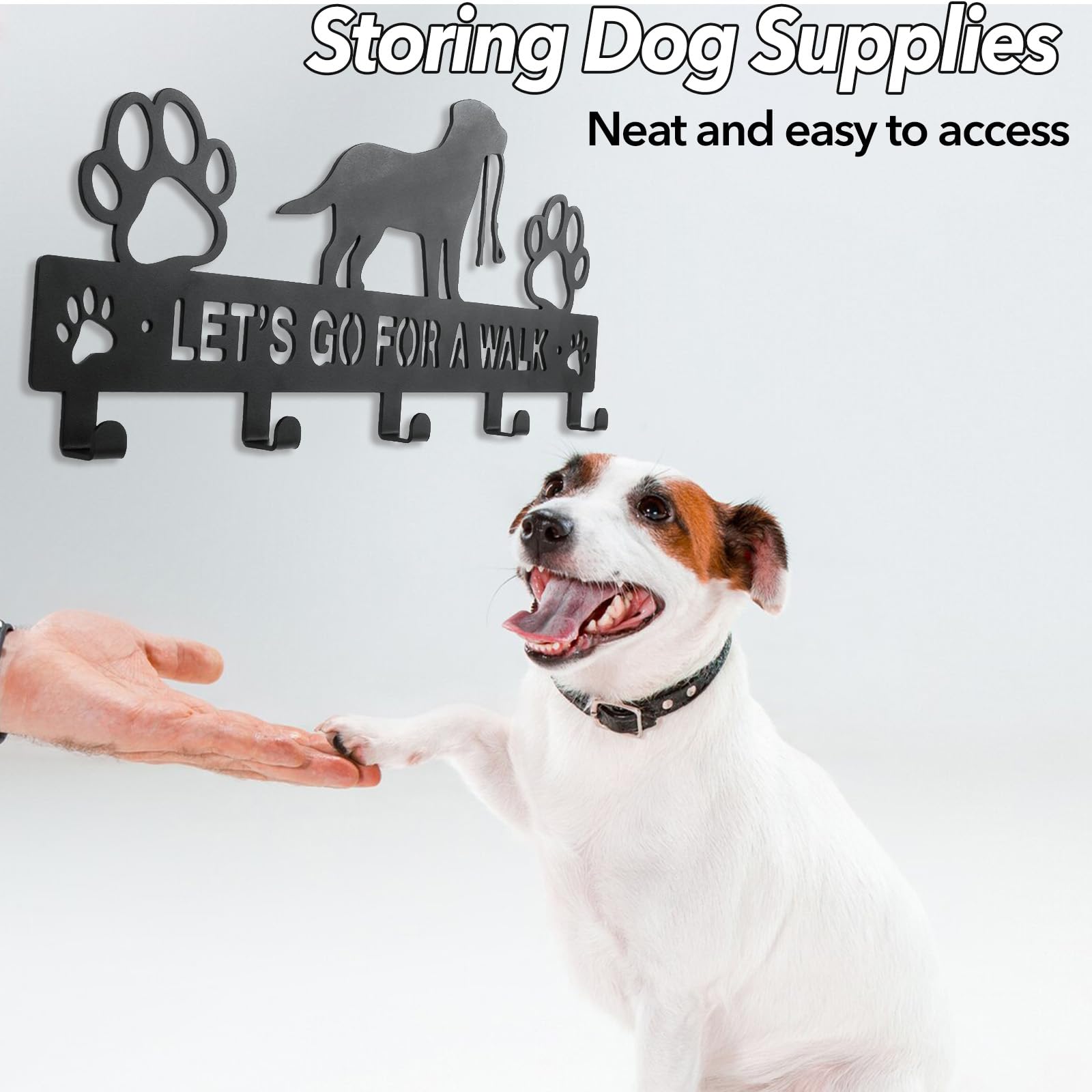 BienBion Iron Dog Leash Holder for Wall with 5-Hooks, Doorway Dog Hooks, Dog Accessory Holder