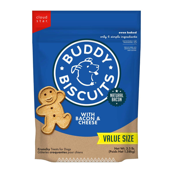 Buddy Biscuits Crunchy Dog Treats, Bacon & Cheese 3.5 lbs. Bag