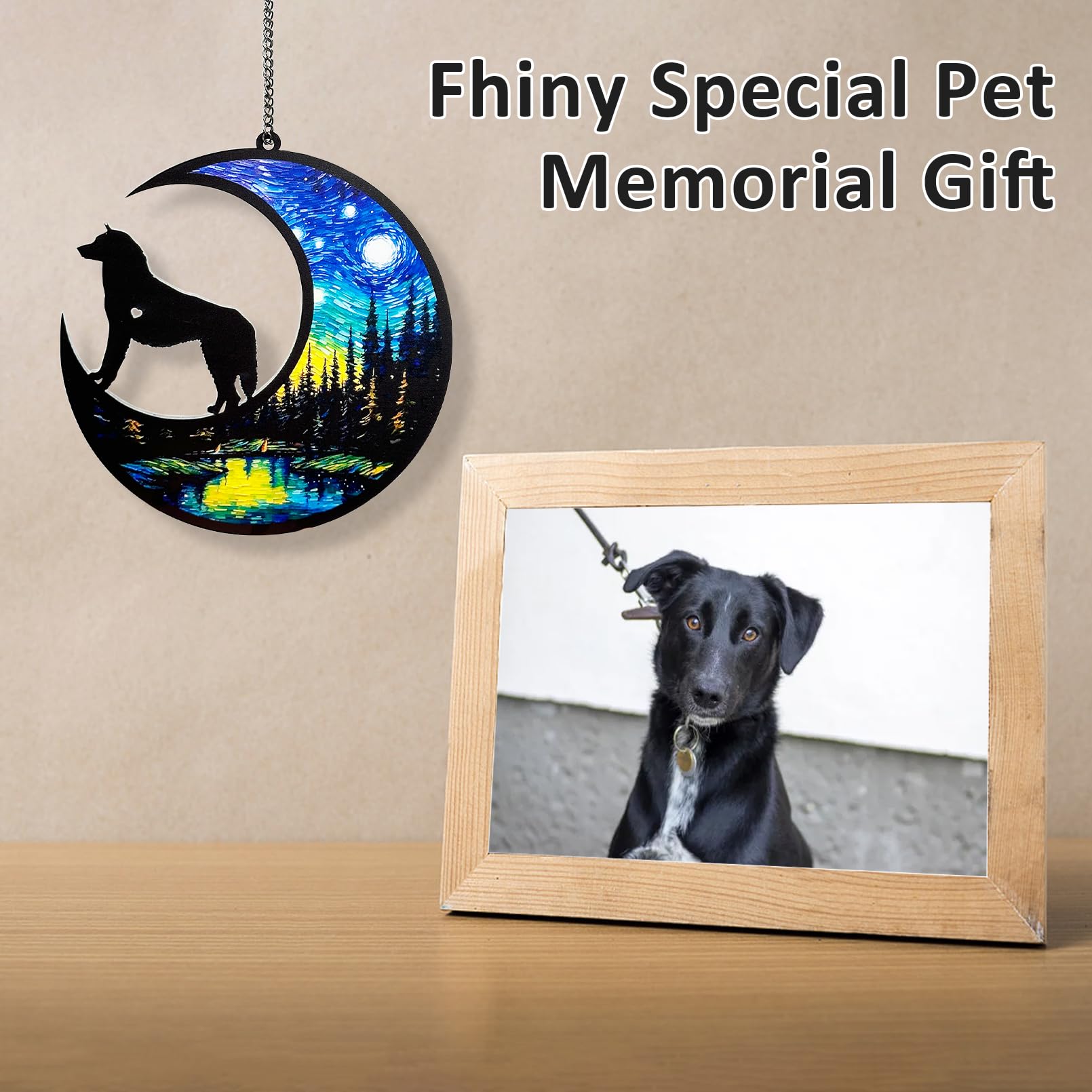 Fhiny Dog Memorial Suncatcher, 2 Pack Memorial Gift for Dog Lovers Loss of Dog Sympathy Gift Pet Remembrance Gifts Hanging Window Decor for Pet Christmas Halloween Suncatcher (Dog B)