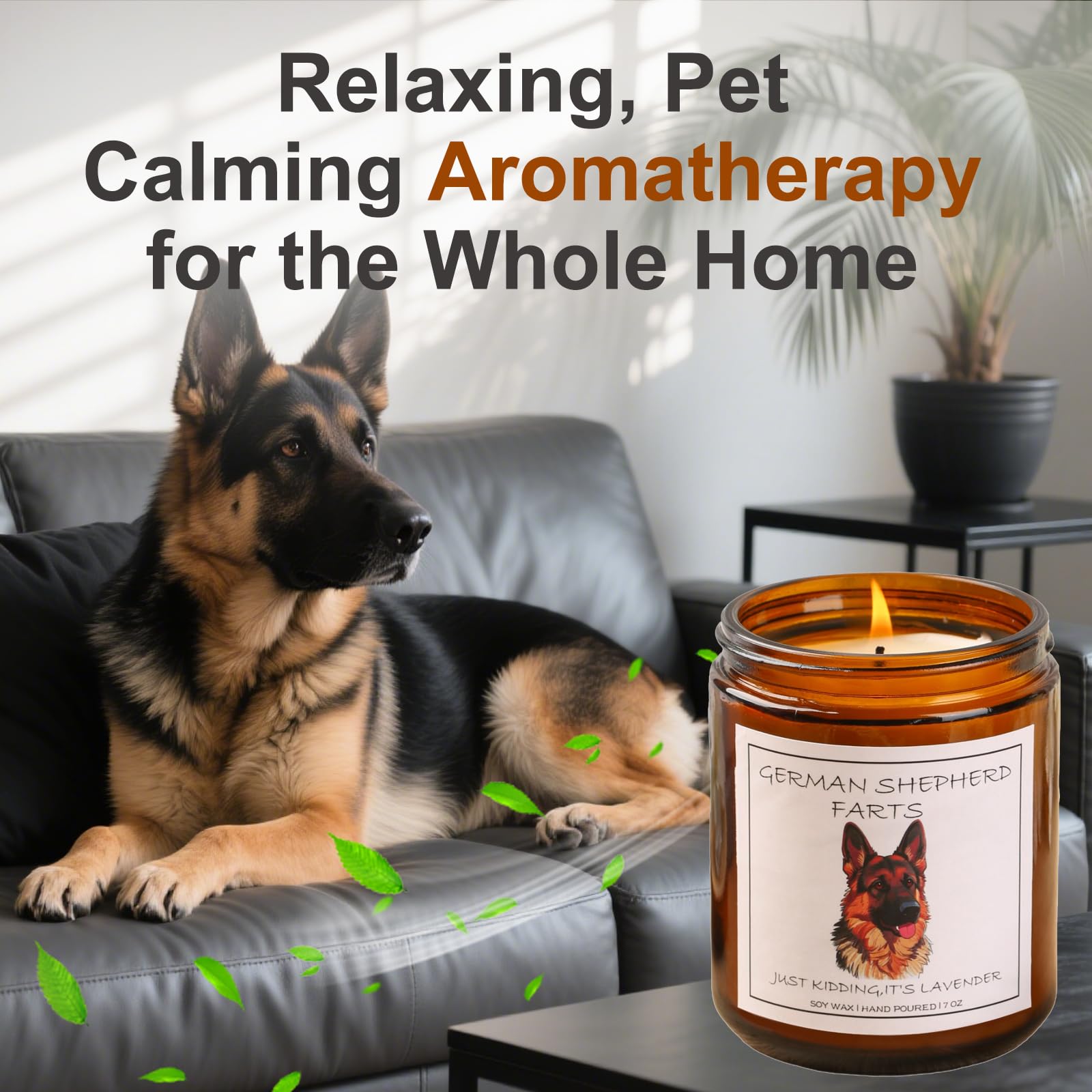 German Shepherd Gifts & Decor, German Shepherd Gifts for Women - German Shepherd Farts Candle, Dog Mom Gift, Natural Soy Wax Lavender Scented Candle 7oz