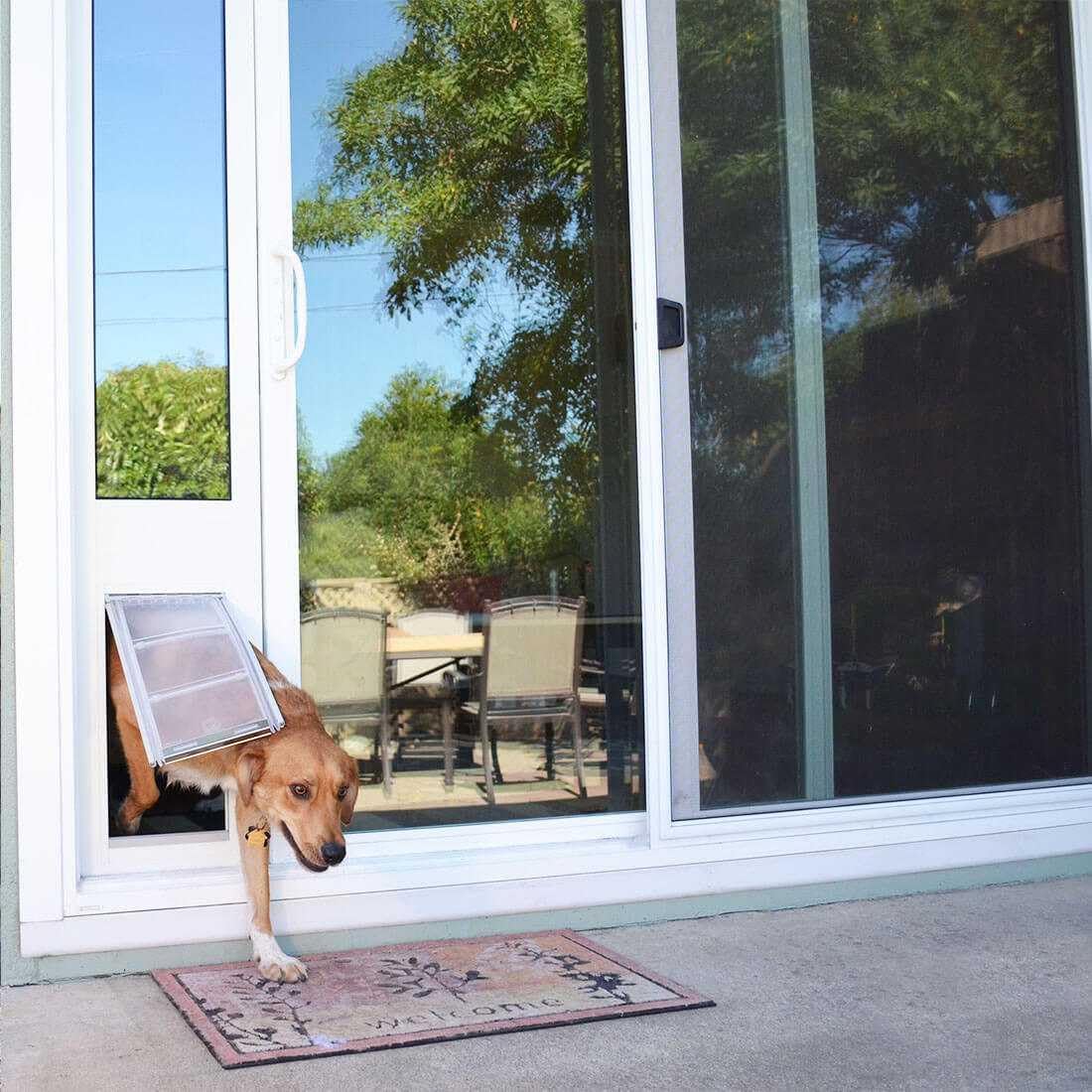 Endura Flap Pet Door for Vinyl Sliding Glass Doors | Weatherproof & Insulated Dog Door for Vinyl Sliders | Durable with Secure Locking Cover | White, Small Flap, 74.75"-77.75" Slider Height