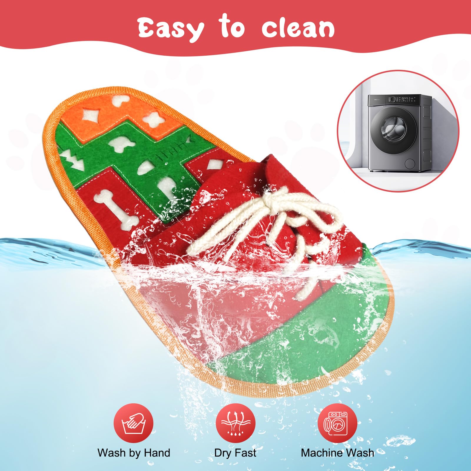 Meseto Snuffle Mat for Dogs, Cute Shoes Shape, Interactive Sniff Mat for Slow Eating and Keep Busy, Adjustable Dog Digging Toys Encourages Natural Foraging Skills, Suitable for Small and Medium Dogs
