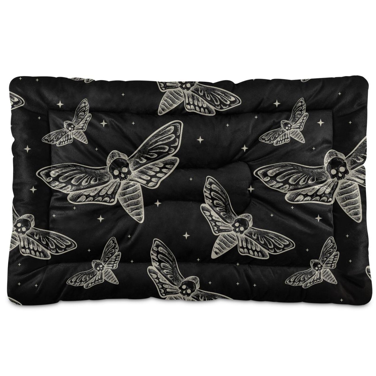 Sletend Pet Bed Gothic Skull Butterfly Moth Dog Bed Mat Absorbing Non Slip Pad Pet Sleeping Mat for Small, Medium, and Large Dogs Puppy Cat 36 in x 24 in