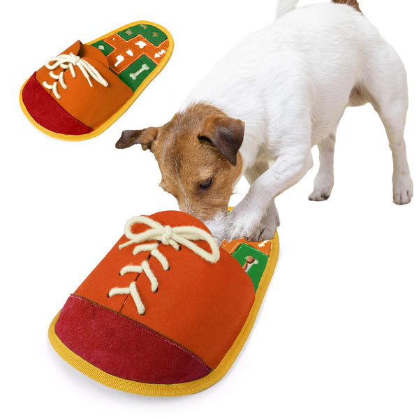 Meseto Snuffle Mat for Dogs, Cute Shoes Shape, Interactive Sniff Mat for Slow Eating and Keep Busy, Adjustable Dog Digging Toys Encourages Natural Foraging Skills, Suitable for Small and Medium Dogs