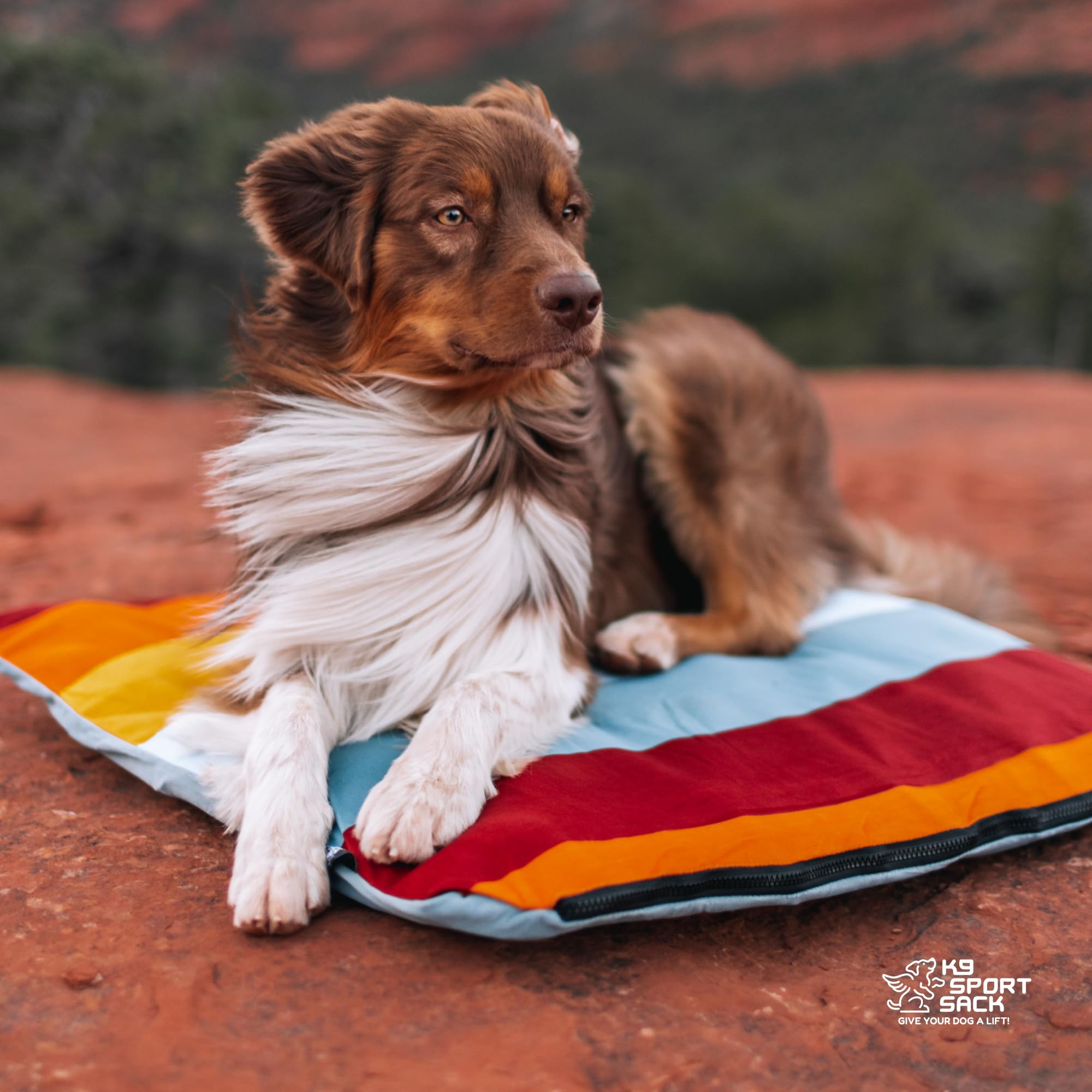 K9 Sport Sack Sleeper with Multicolor Slip Cover - Small/Medium (3” x 18” x 18”) - Inflatable Dog Bed with Carrying Case - Lightweight, Durable Design Ideal for Travel
