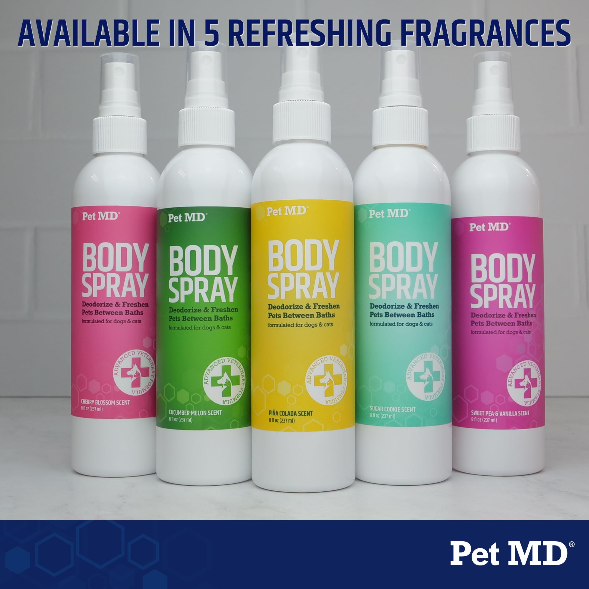 Pet MD Body Spray for Dogs & Cats - Deodorizing Dog Perfume Reduces Static & Eliminates Odor - Long-Lasting Pet Cologne Spray for Dogs - Cucumber Melon Scent - 8 oz