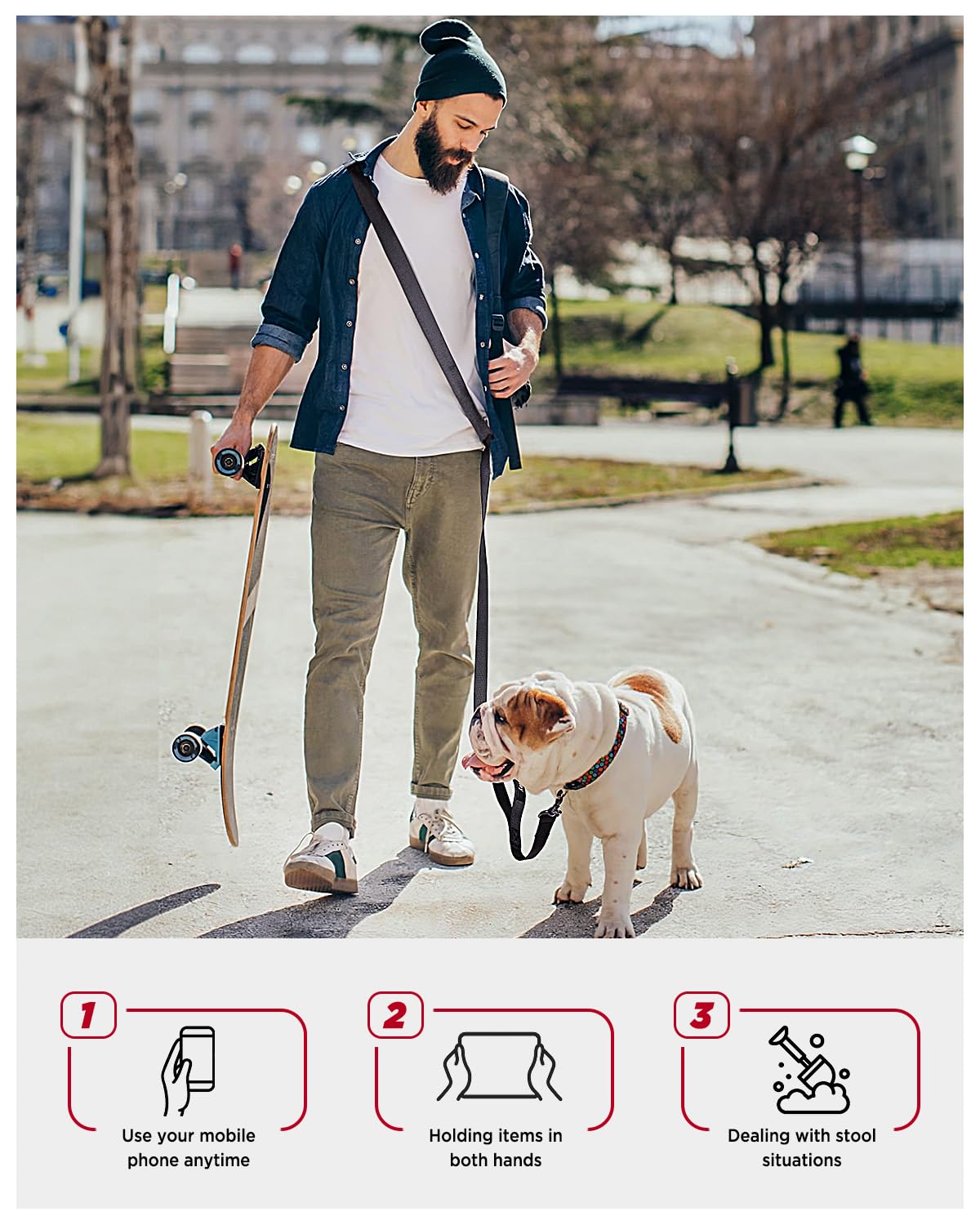 Heelay Hands Free Dog Leash, 5.9-8.2ft Multifunctional Crossbody Rope with Explosion-Proof Handle and Adjustable Training Hands Free Leash for Medium Dog Walking Jogging and Running