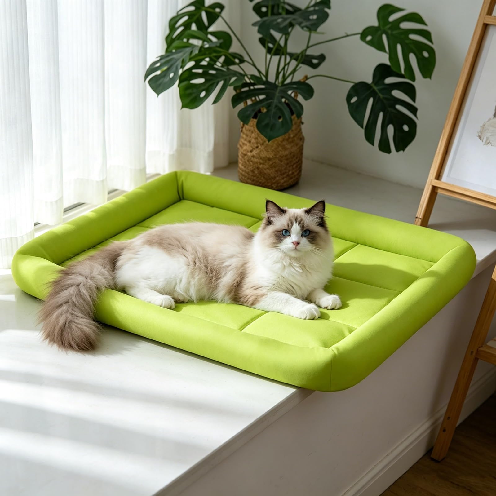 Washable Large Dog Bed, Durable Scratch-Resistant Pet Sleeping Pad, Indoor Outdoor Waterproof Dog Bed for Cats & Dogs(Green,S)