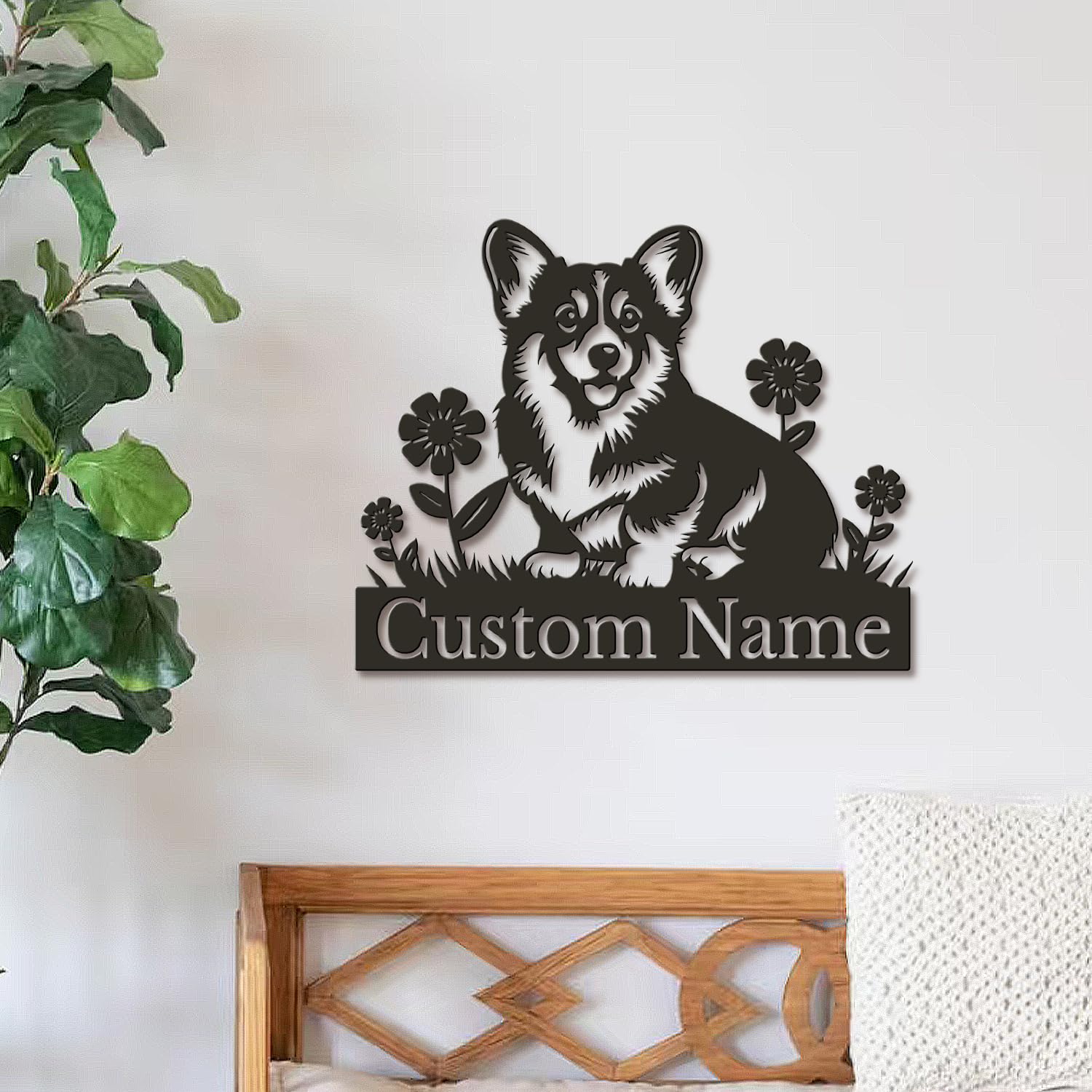 Personalized Custom Dog Metal Wall Decor Art, Name Sign, Personalized Decor Art, Dog Lover Gift, Office Wall Sign, Metal Monogram (Style B)