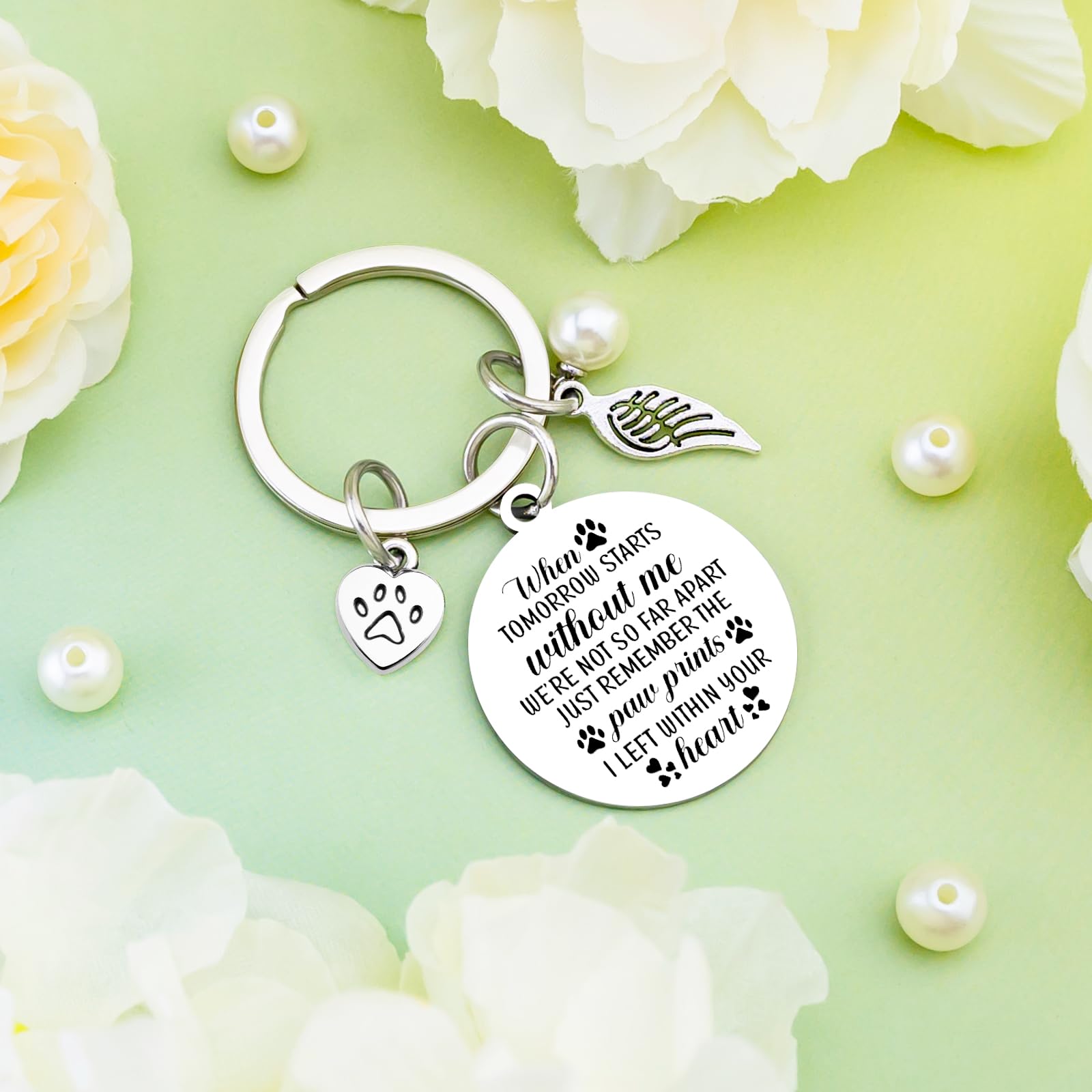 VIESUJI Pet Memorial Gifts for Dogs Memorial Gifts for Loss of Dog Sympathy Gift In Memory of Dogs Remembrance Gift Paw Print Keychain
