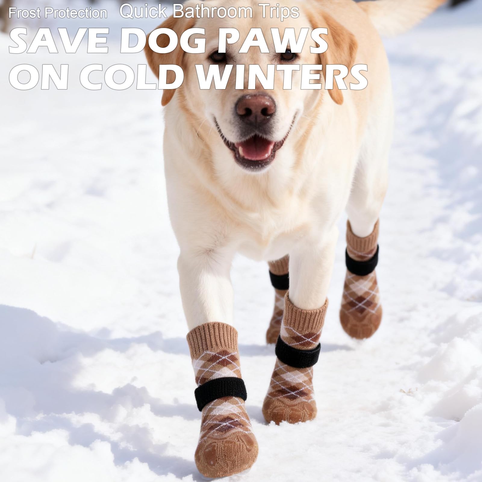 EXPAWLORER Dog Socks to Prevent Licking Paws,Anti Slip Dog Shoes for Hot Pavement,Dog Booties for Hardwood Floors,Dogs Boots & Paw Protectors for Small Medium Large Senior Dogs,British Style,Khaki M