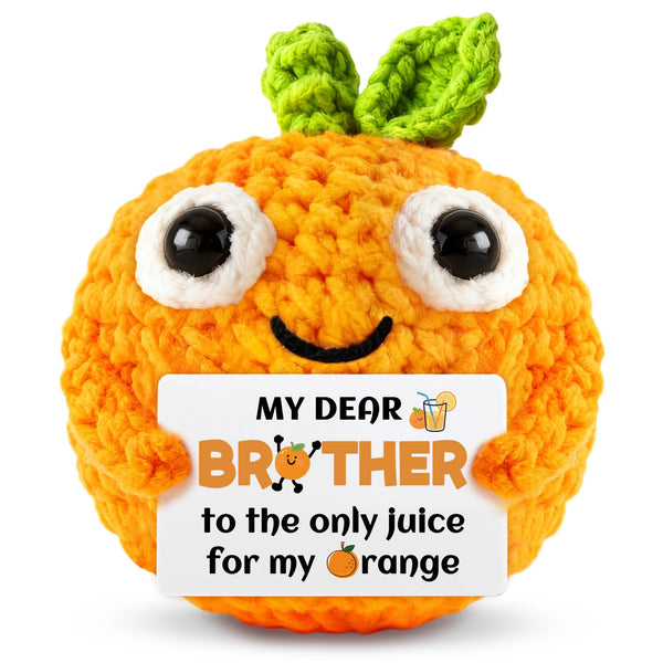 hixkvpen Funny Brothers Gifts from Sister Brother Emotional Up Support Crochet Orange Gifts Graduation Easter Basket Stuffers Fillers Fathers Day for Big Little Bro Brothers Cute Orange Decor