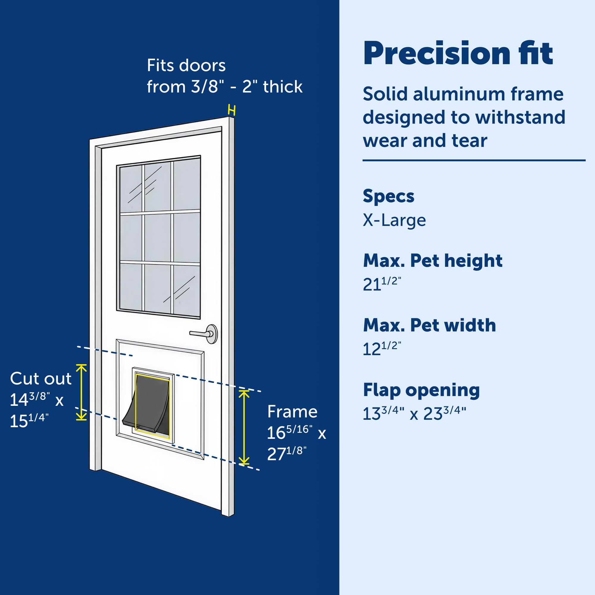 PetSafe Freedom Aluminum Dog and Cat Door - Durable Frame - Small, Medium, Large, X-Large