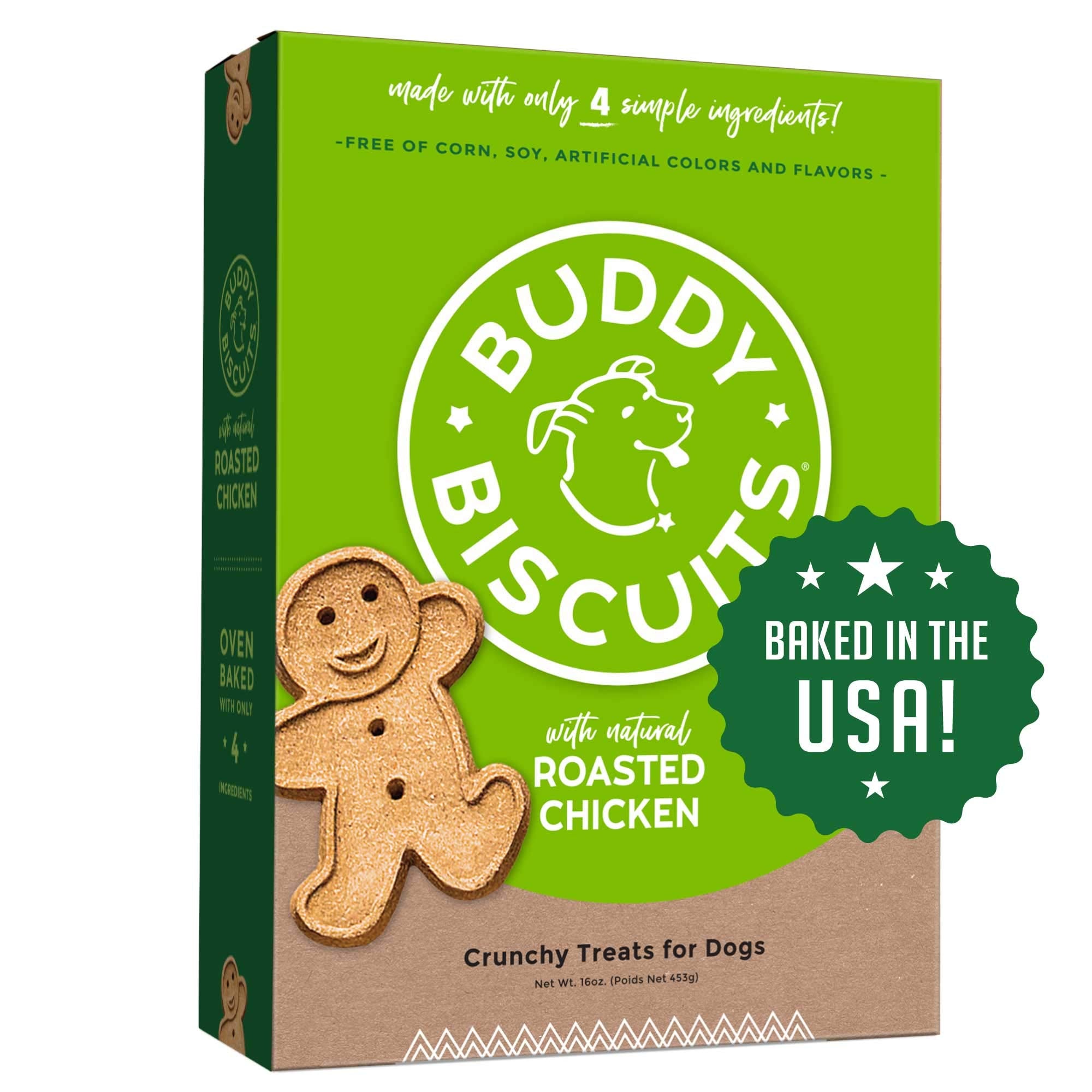 Buddy Biscuits Oven Baked Healthy Dog Treats, Crunchy, Whole Grain and Baked in The USA, 16 oz, 6 Pack