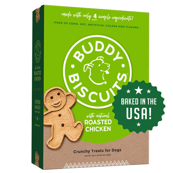 Buddy Biscuits Oven Baked Healthy Dog Treats, Crunchy, Whole Grain and Baked in The USA, 16 oz, 6 Pack