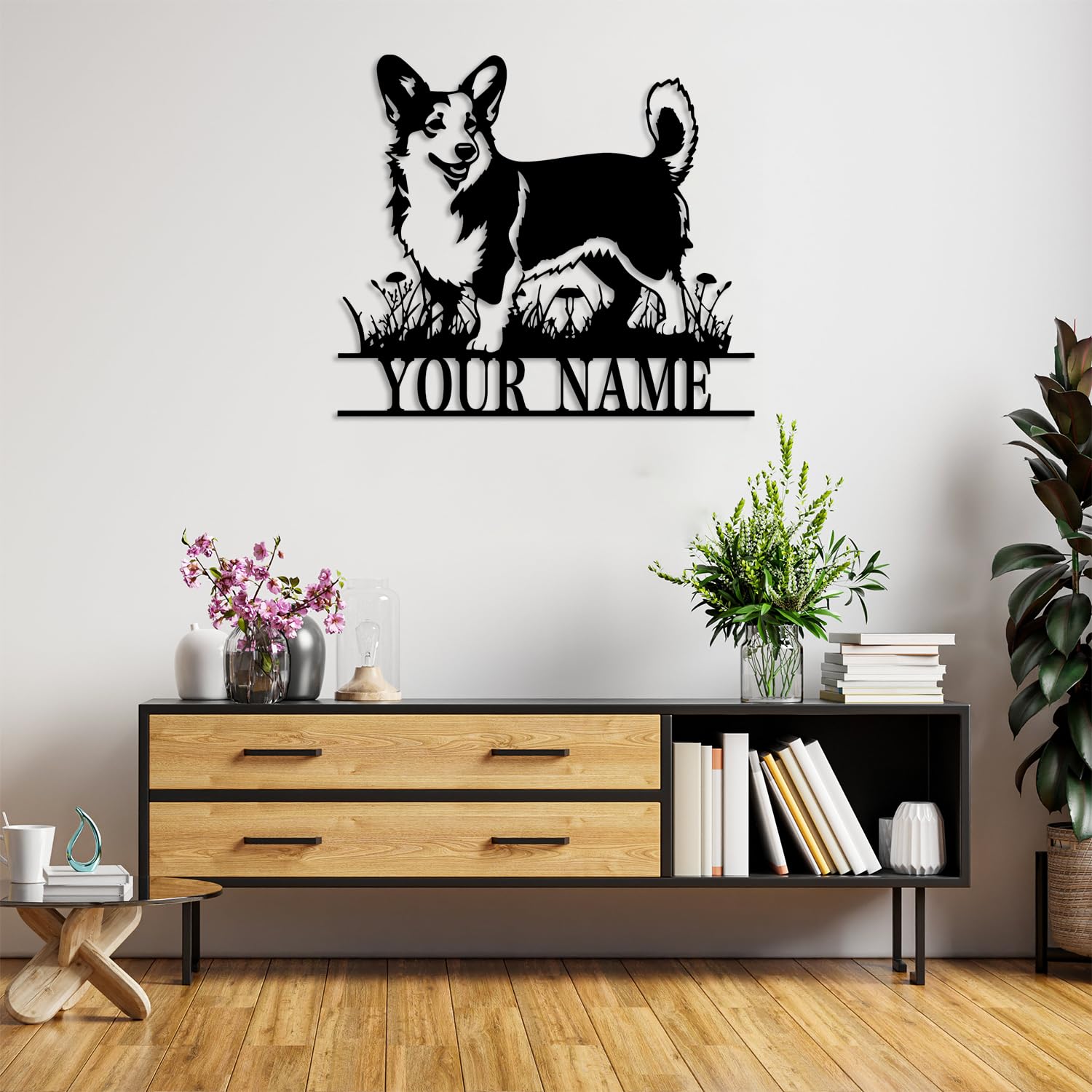 Corgi Metal Sign, Corgi Metal Wall Decor, Dog House,Personalized Dog Lover Name Sign, Home Decor Pet Kid Nursery Animal Decoration (Corgi B)