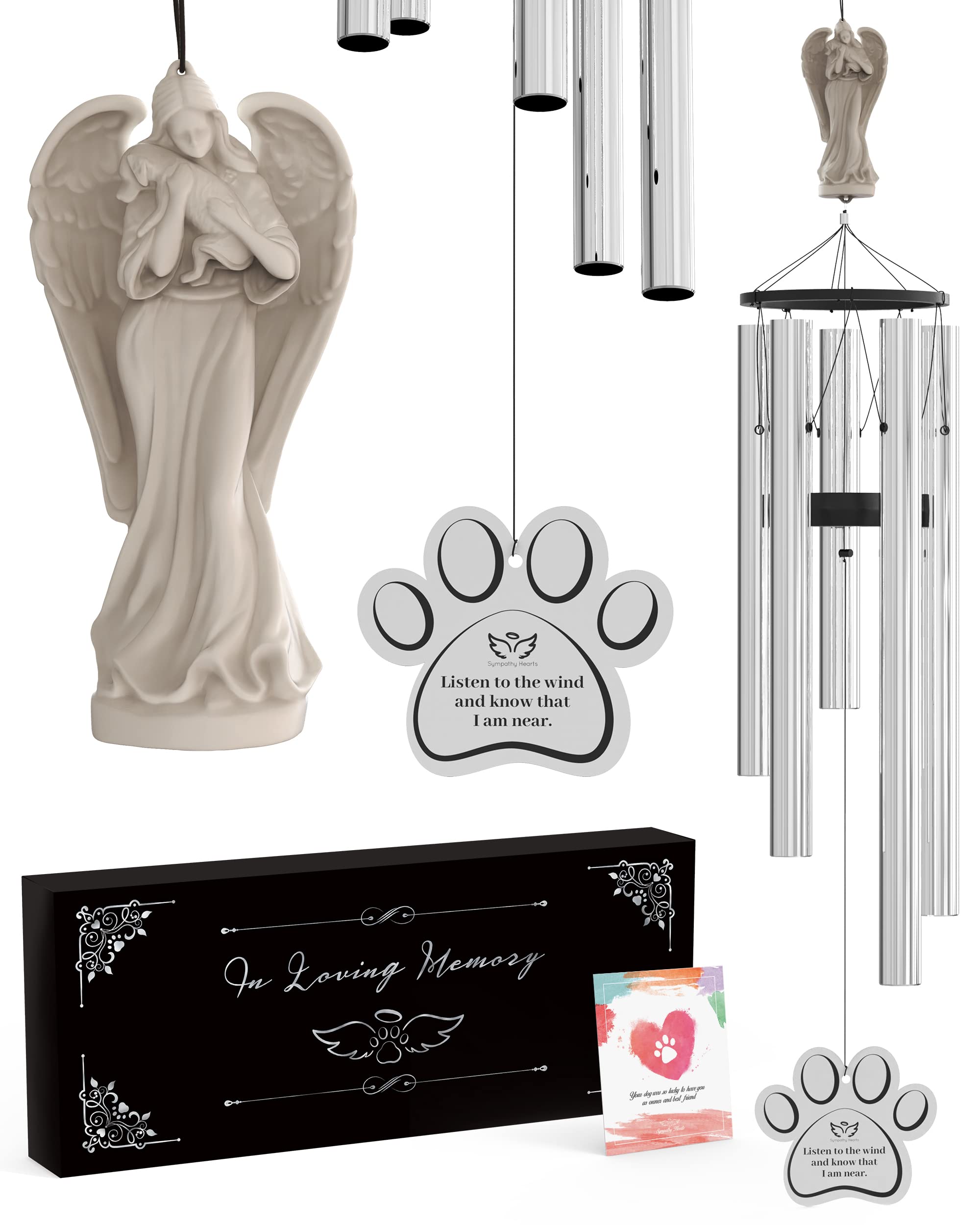 Dog Memorial Gifts for Loss of Dog - 34" Pet Memorial Wind Chimes, in Memory Sympathy Gift, Remembrance Bereavement, Passing Away Rainbow Bridge Windchime
