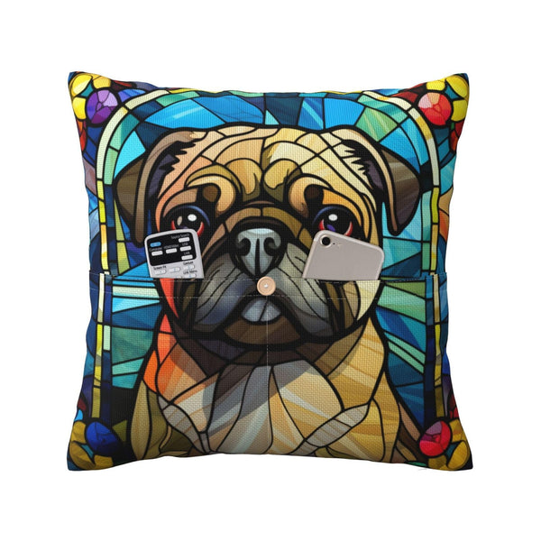 TOMASLINK Pug Dog Throw Pillow Covers for Couch,Throw Pillow Decorative Case for Living Room Sofa,Standard Size Squared Couch Cushion Pillowcase Covers Gifts for Dog Lovers Owner Home Decor