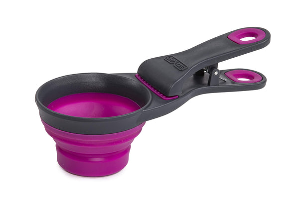 Dexas Popware for Pets Collapsible KlipScoop, 1/2 Capacity, Gray/Blue