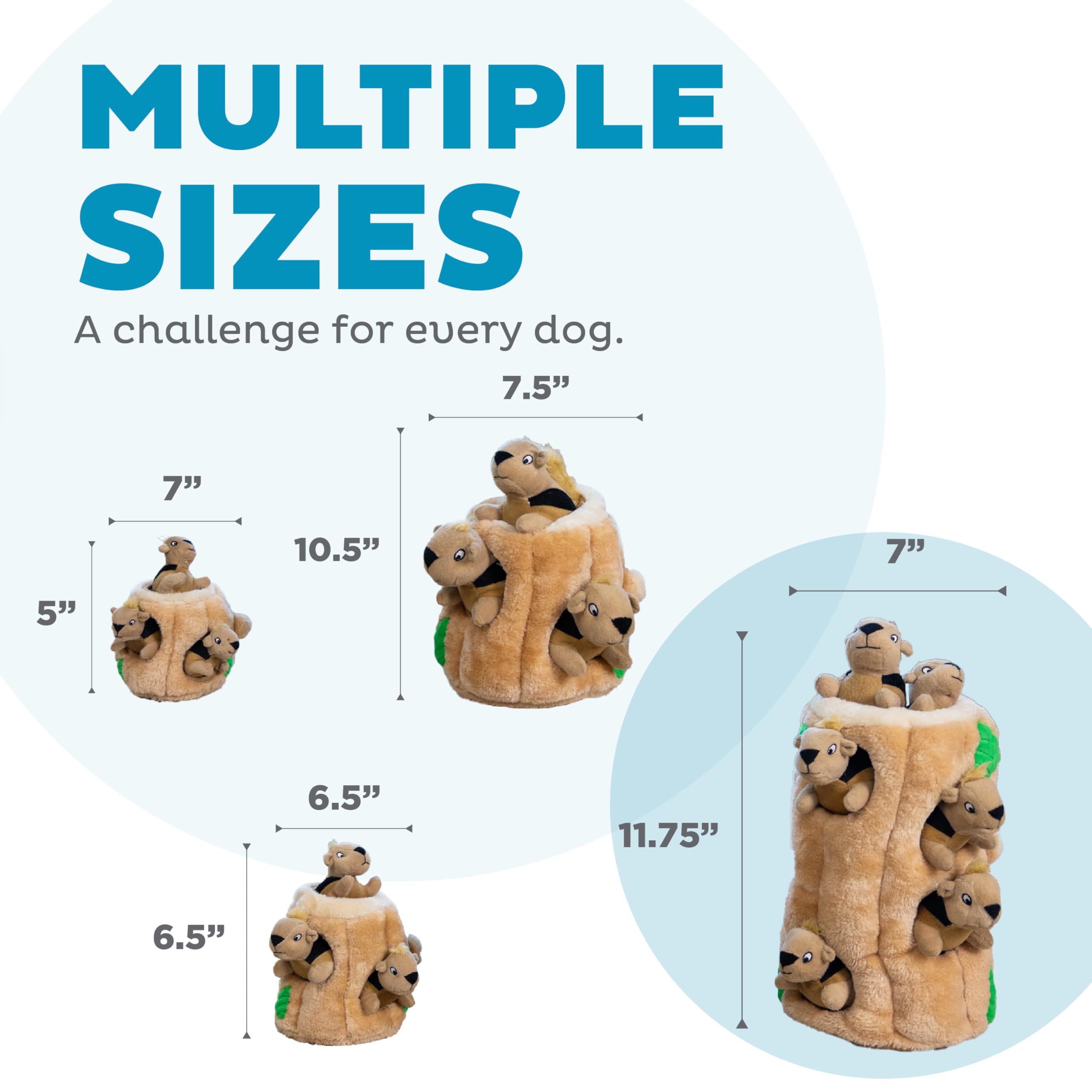 Outward Hound Hide-A-Squirrel Dog Toy – Interactive 2‑in‑1 Plush Puzzle with 6 Squeaky Removable Squirrels, X-Large
