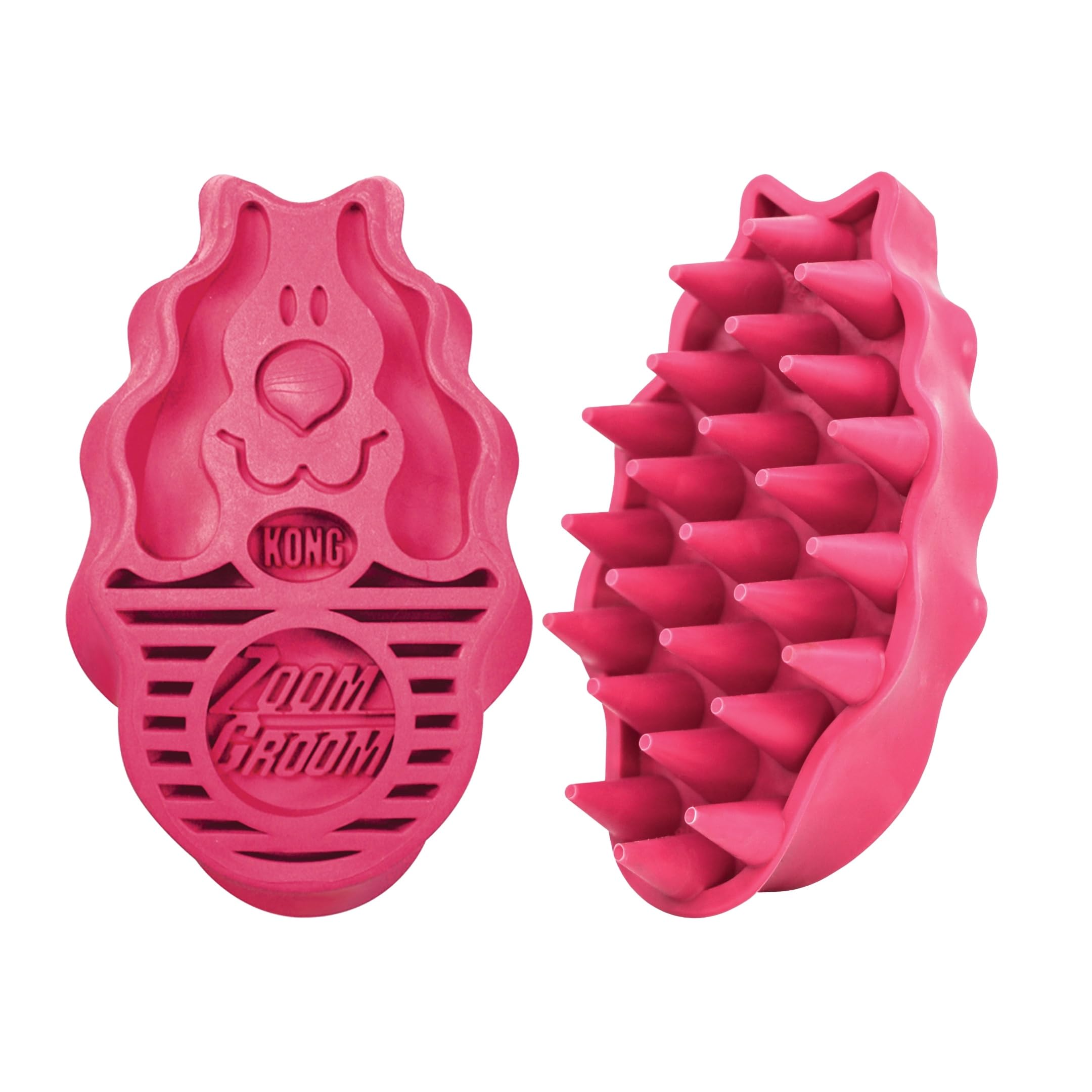 KONG - ZoomGroom - Dog Brush for Grooming and Shampooing - Red Brush for Large Dogs
