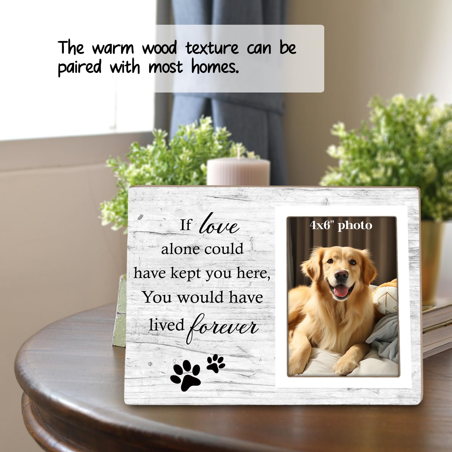 Itsoly Dog Memorial Picture Frame, Pet Sentiment Memorial Gifts for Loss of Dog, Pet Picture Frames Memorial, If Love Could Have Kept You Here You Would Have Lived Foreve, 4x6 Photo12P92