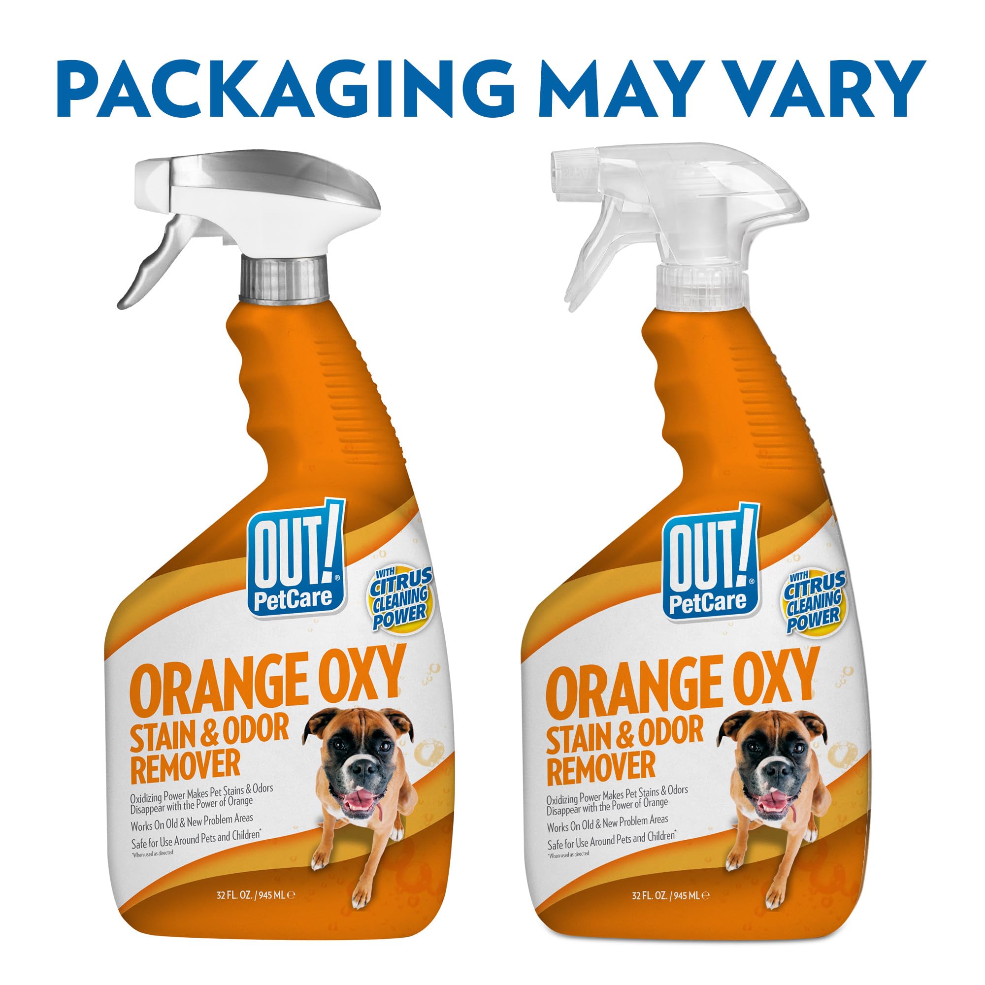 OUT! PetCare Complete Oxy Stain Remover, Oxy Orange Spray, Pet Stain and Odor Eliminator, Carpet Cleaner, Dog Urine Remover and Pet Odor Neutralizer, Upholstery Cleaner, 32 fl oz