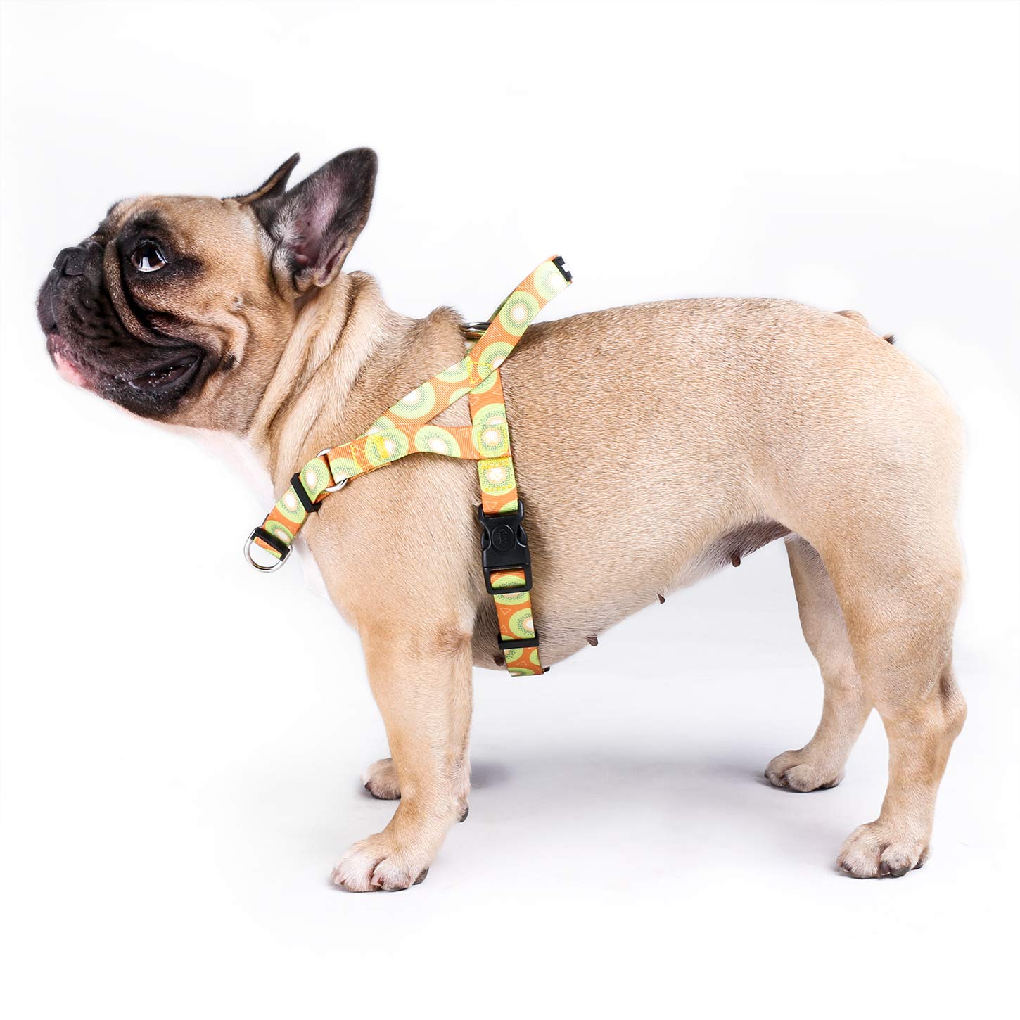 iChoue French Bulldog Harness Adjustable Padded Locked Buckle with Handle for Frenchie Pug English Boston Terrier Dogs, Coffee Bean, Medium