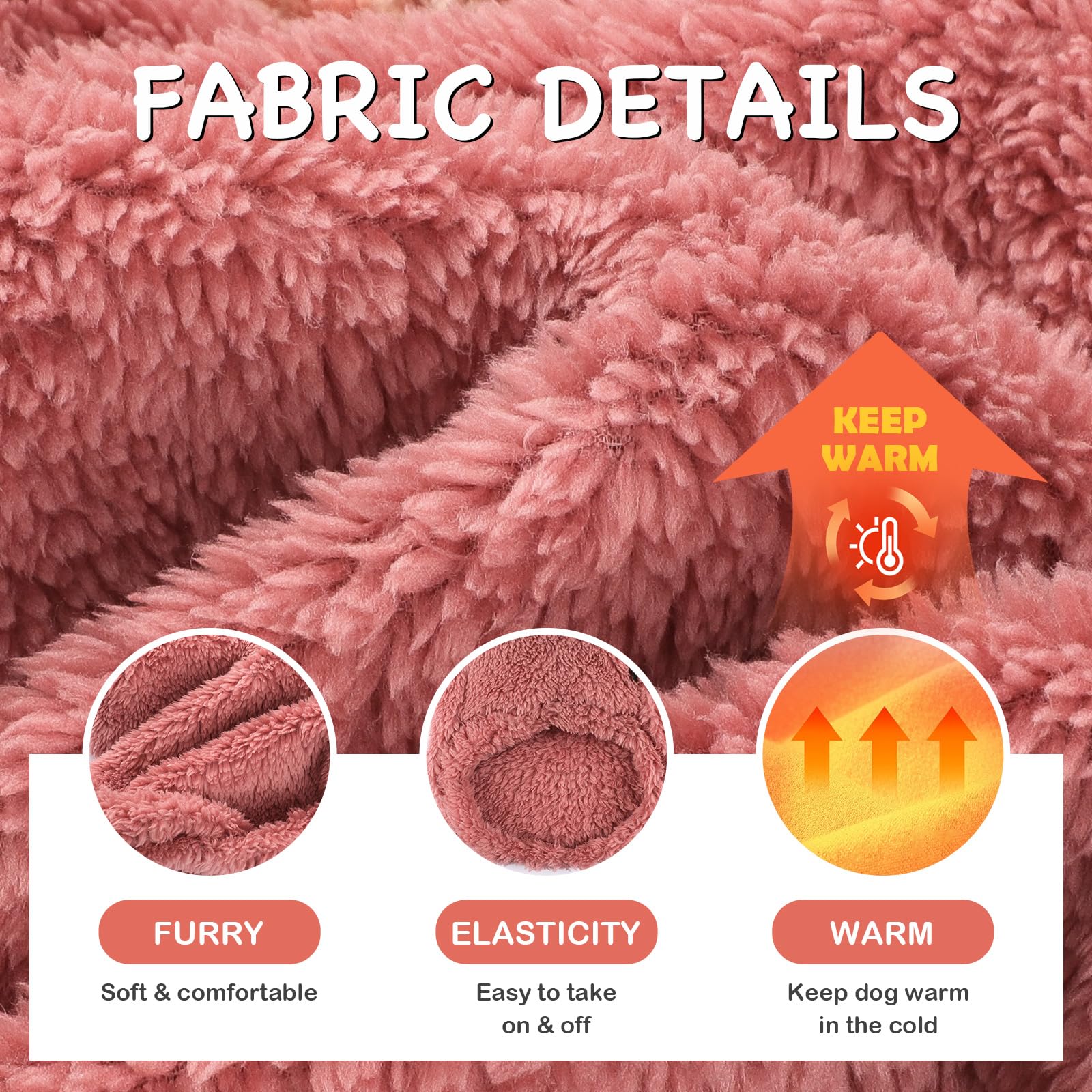 Fleece Dog Sweater Hoodie Warm Fuzzy Velvet Sweaters Winter Clothes for Small Dogs Girl Boy (Orange Plaid, Small)