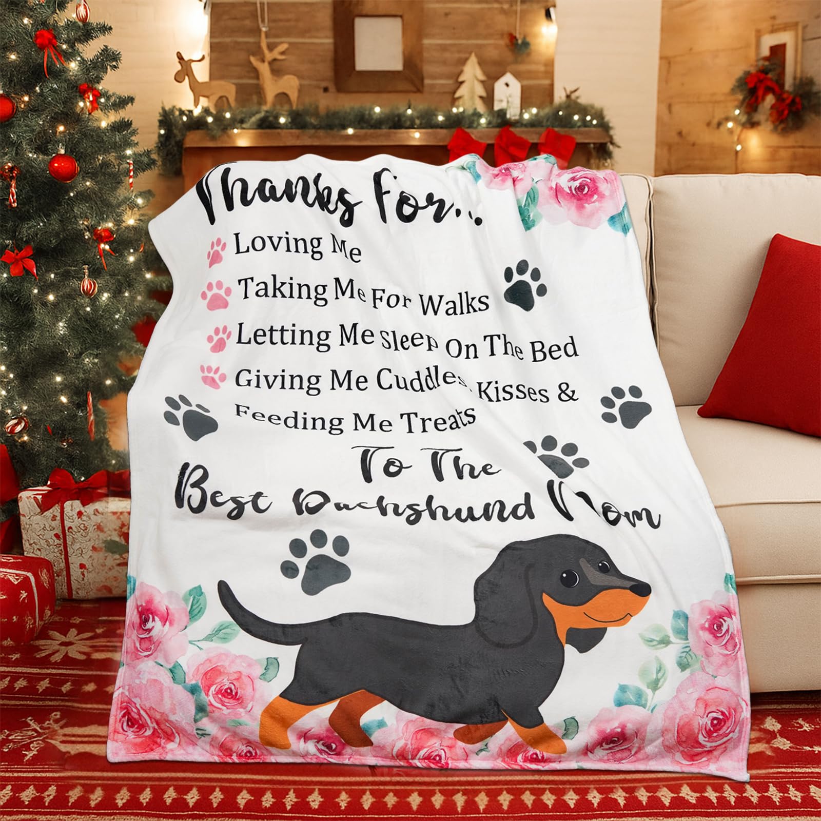 Tian Zhun Dachshund Gifts for Women Weiner Dog Lovers Soft Warm Dachshund Blanket Throw 50 x 60 Inch for Christmas Mothers Day Birthday