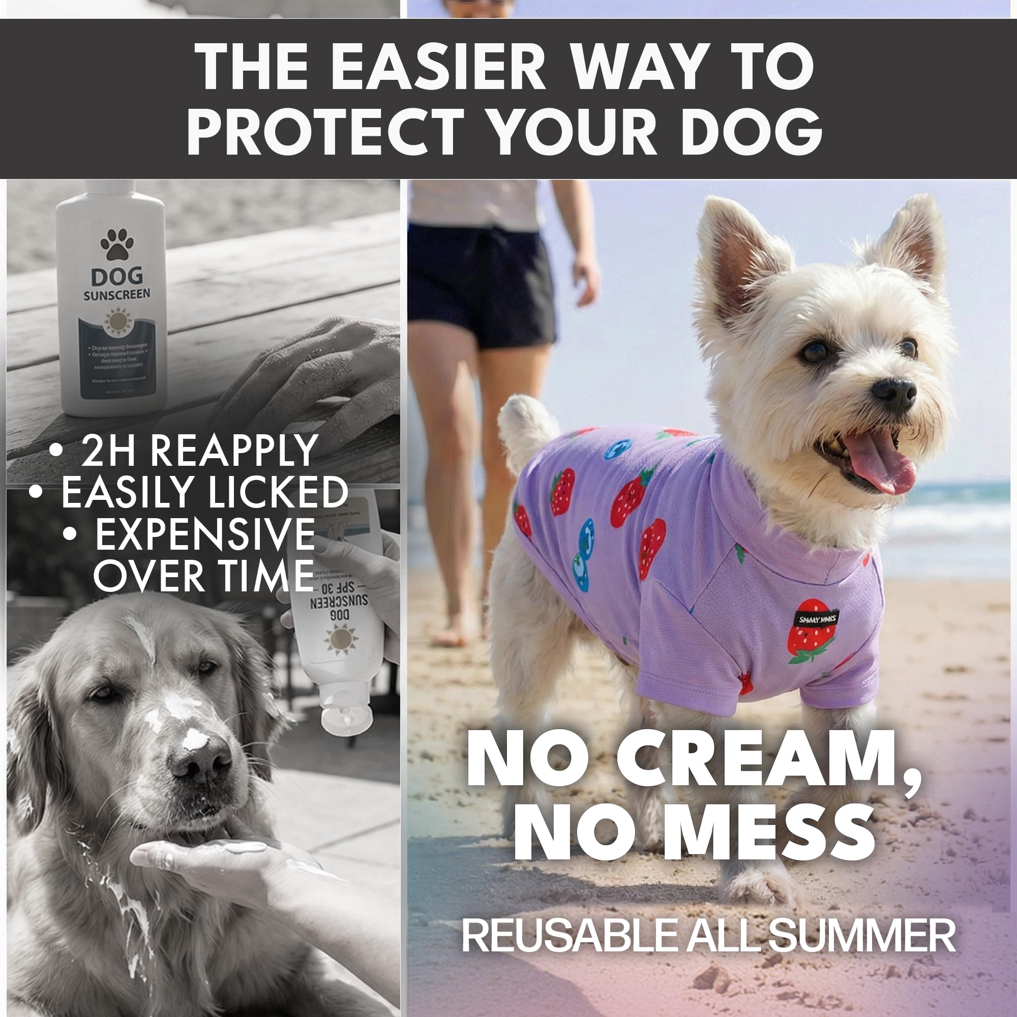 Spark Paws Sunblock Dog T-Shirt, SPF30 Protection, Lightweight Breathable Quick Dry for Dogs with Sensitive Skin - Berries & Peaches (Set of 2) - Size 3XL