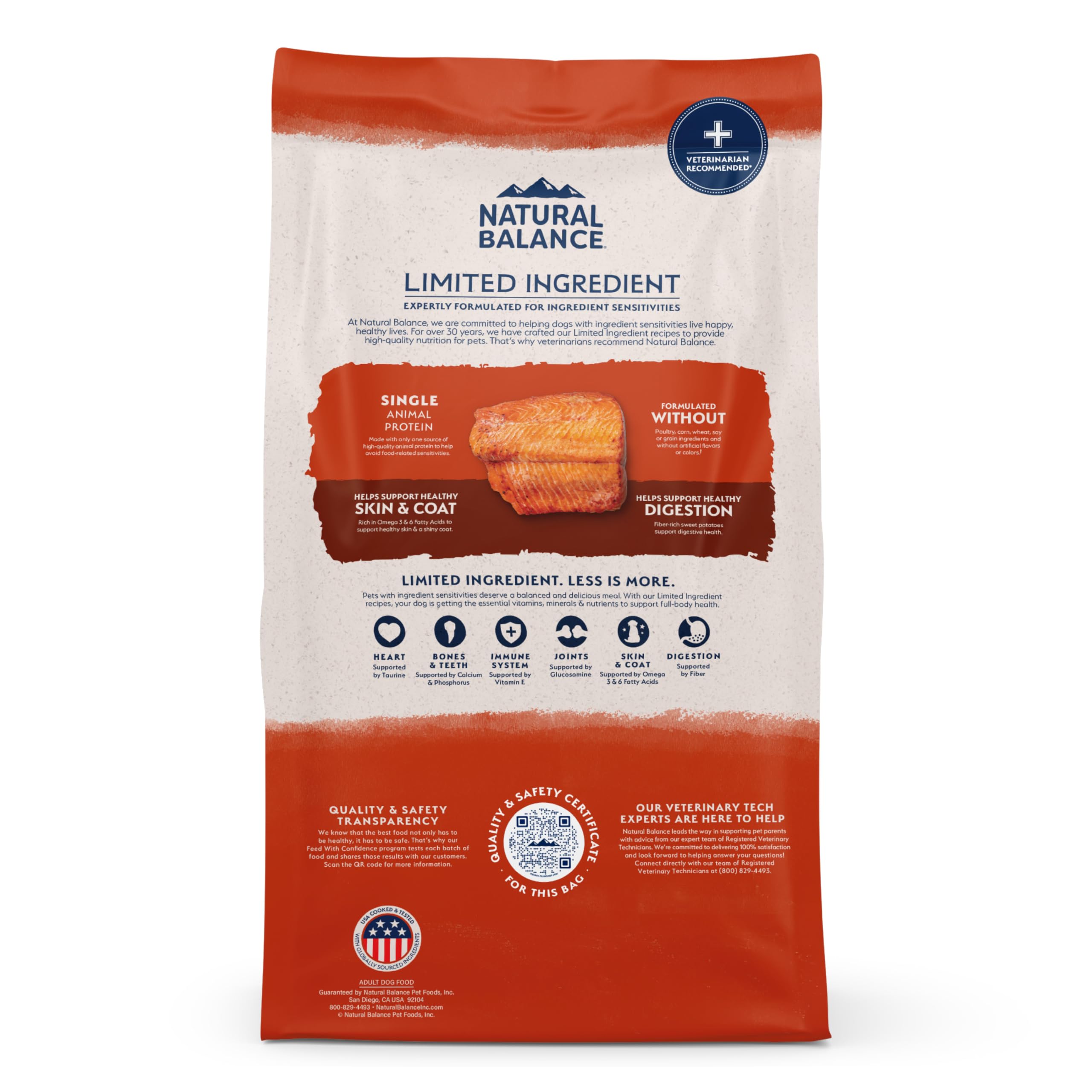 Natural Balance Limited Ingredient Adult Grain-Free Dry Dog Food, Salmon & Sweet Potato Recipe, Single Protein, Sensitive Stomach & Skin Support that is Vet Recommended, 24lb (Pk of 1)