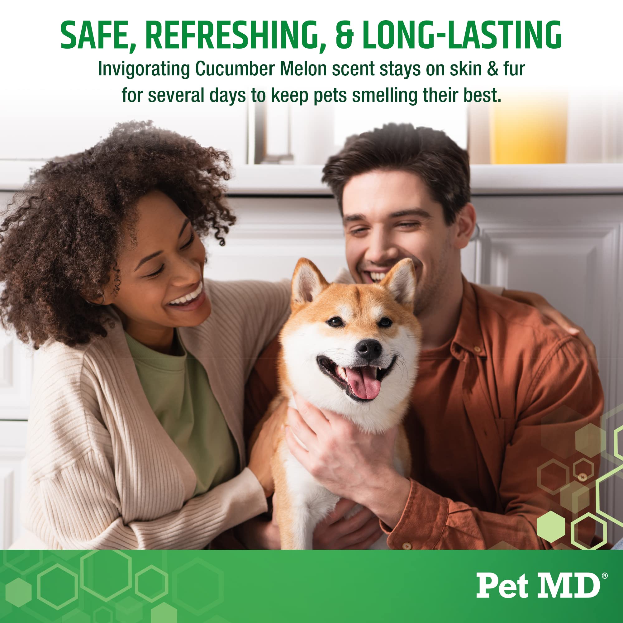 Pet MD Body Spray for Dogs & Cats - Deodorizing Dog Perfume Reduces Static & Eliminates Odor - Long-Lasting Pet Cologne Spray for Dogs - Cucumber Melon Scent - 8 oz