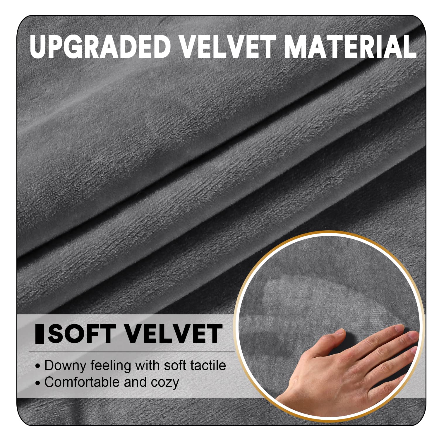 MIFXIN Sectional Couch Covers 4 Piece Stretch Velvet Sofa Seat Cushion Cover Set L Shape Separate Cushion Chaise Slipcover Furniture Protector for Both Left/Right Sectional Couch (Grey)