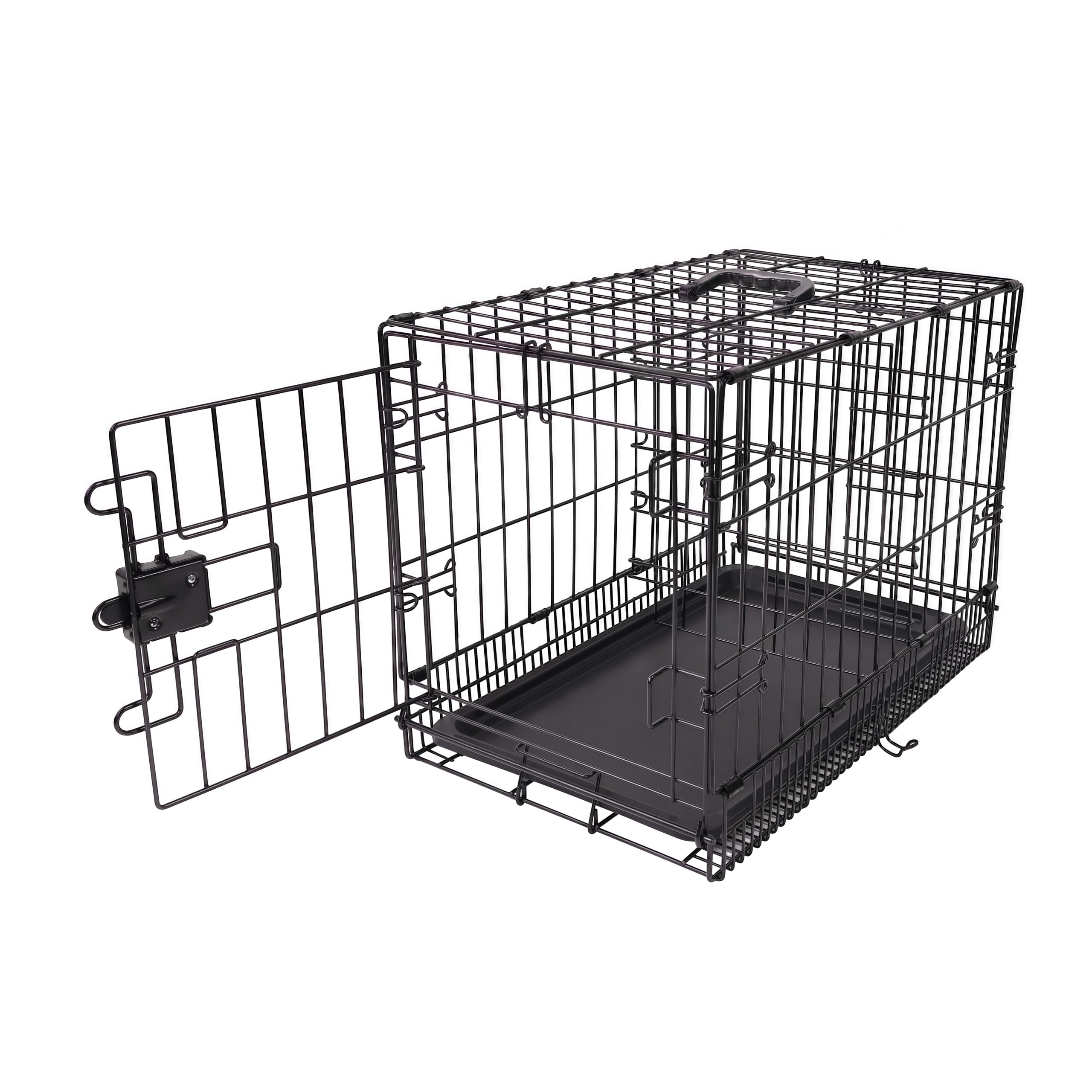 Amazon Basics Portable, Foldable Metal Wire Dog Crate with Removable Tray, Single Door, Divider Panel, Quick Setup, 30 x 19 x 21 in, Black
