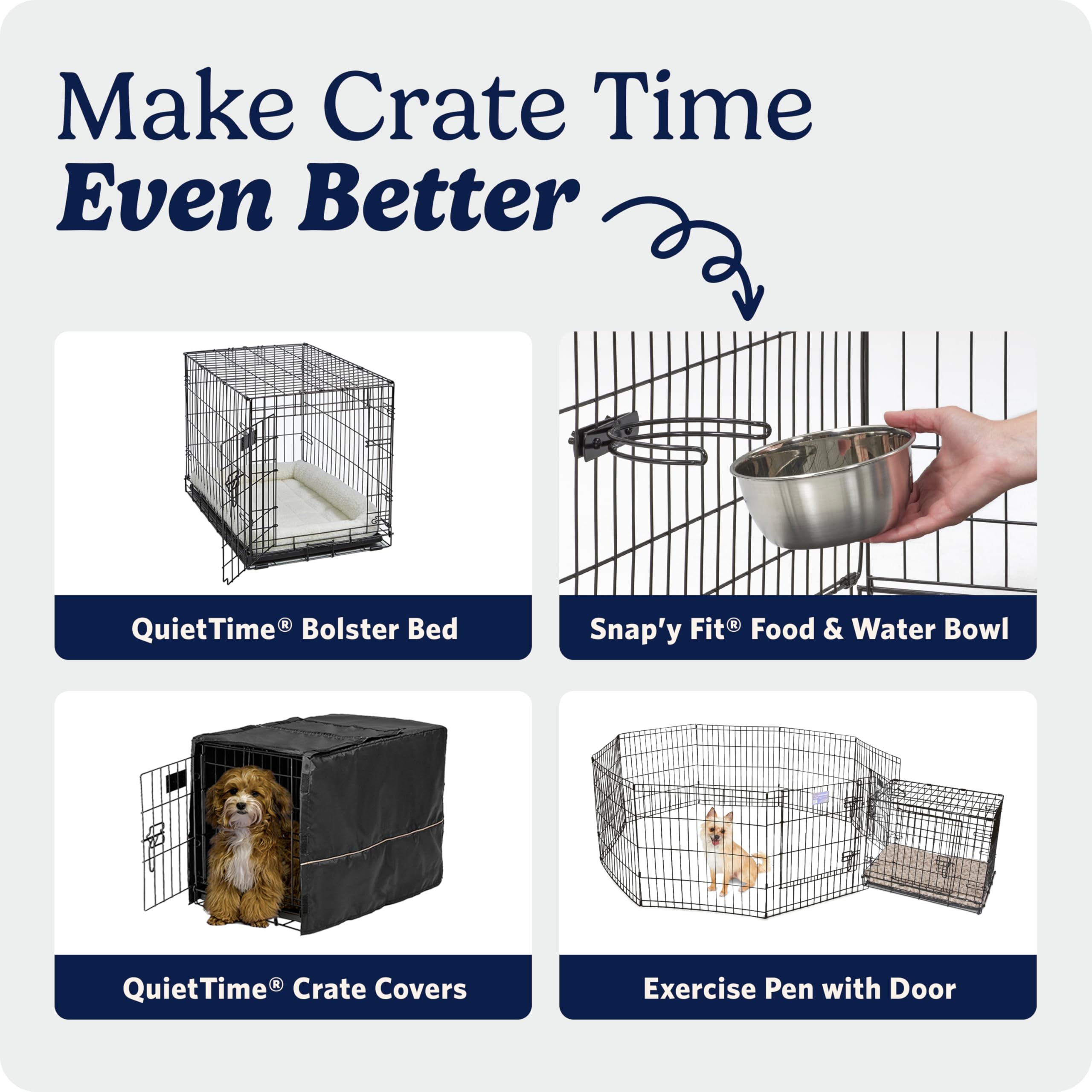 MidWest Homes for Pets 42-Inch iCrate for Large Breeds, 71-90 lbs, Single Door Folding Dog Crate with Divider Panel, Leak-Proof Tray & Secure Latch, Portable, Durable & Easy to Assemble