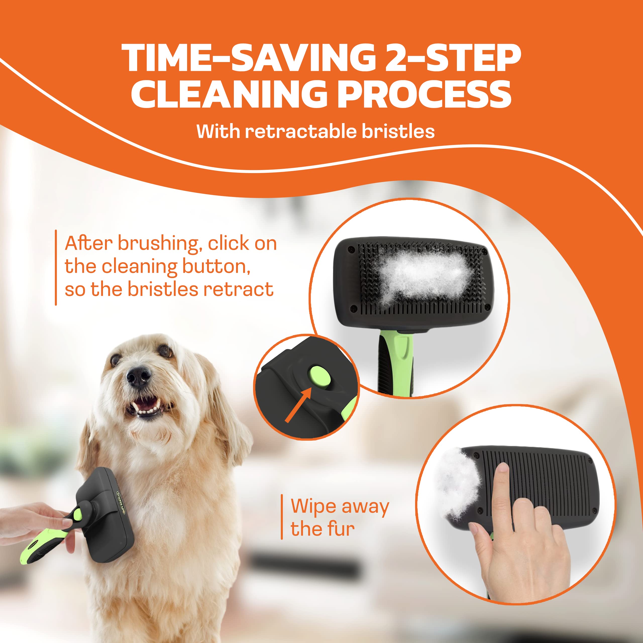 The Pet Portal Self Cleaning Dog Brush for Shedding Slicker Brush Cat Long Haired Pet Brush Grooming Deshedding Supplies - Small Pets