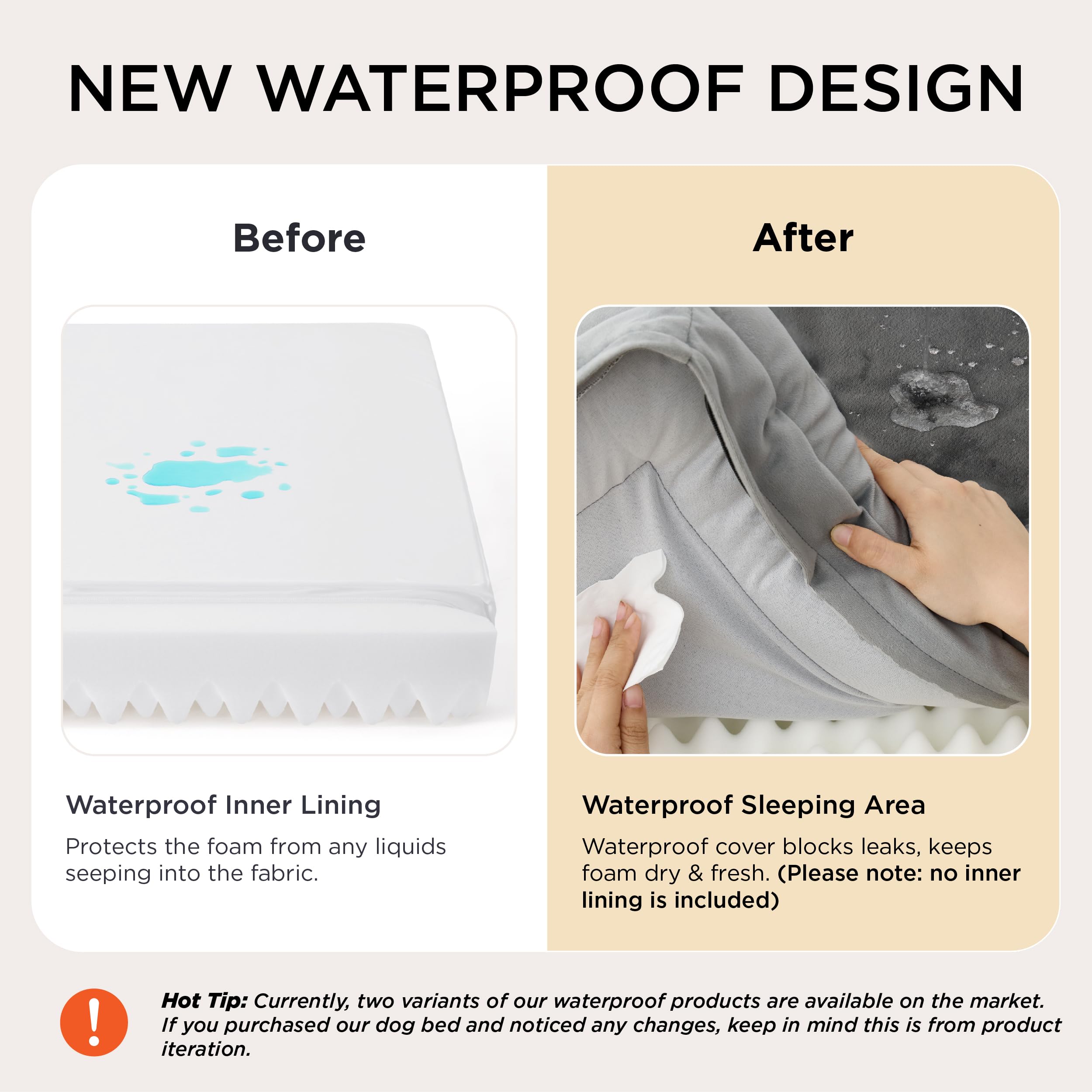 Bedsure Self Warming Orthopedic Dog Beds Large Sized Dog - Washable Large Dogs Bed Waterproof, Big Comfort Dogs Couch Sofa with Removable Cover, Pet Bed with Nonskid Bottom, Grey, Non-Electric