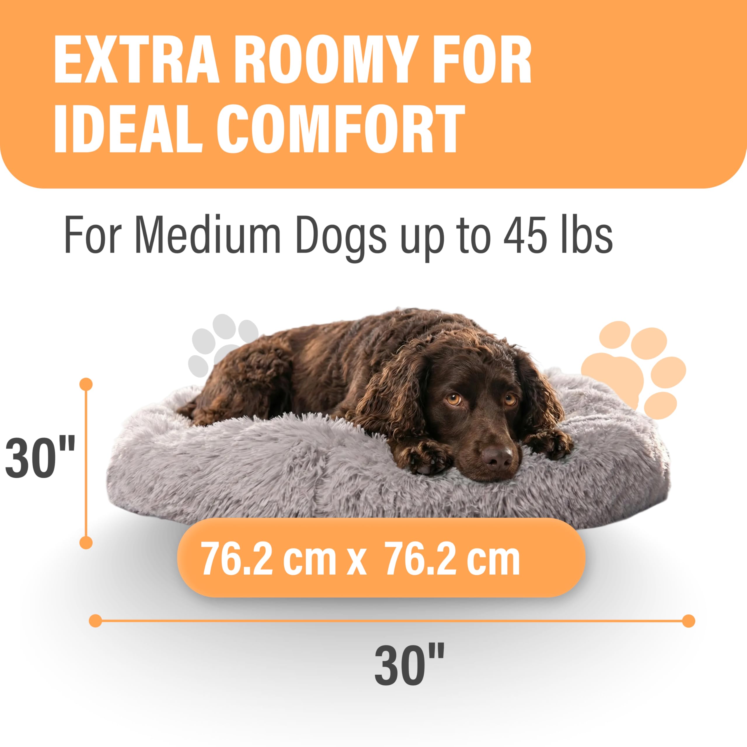Active Pets Large Dog Bed, Calming Orthopedic Pet Bedding for Anxiety Relief, Joint Support & Comfort, Washable Dog Furniture, M 45lbs, Light Grey