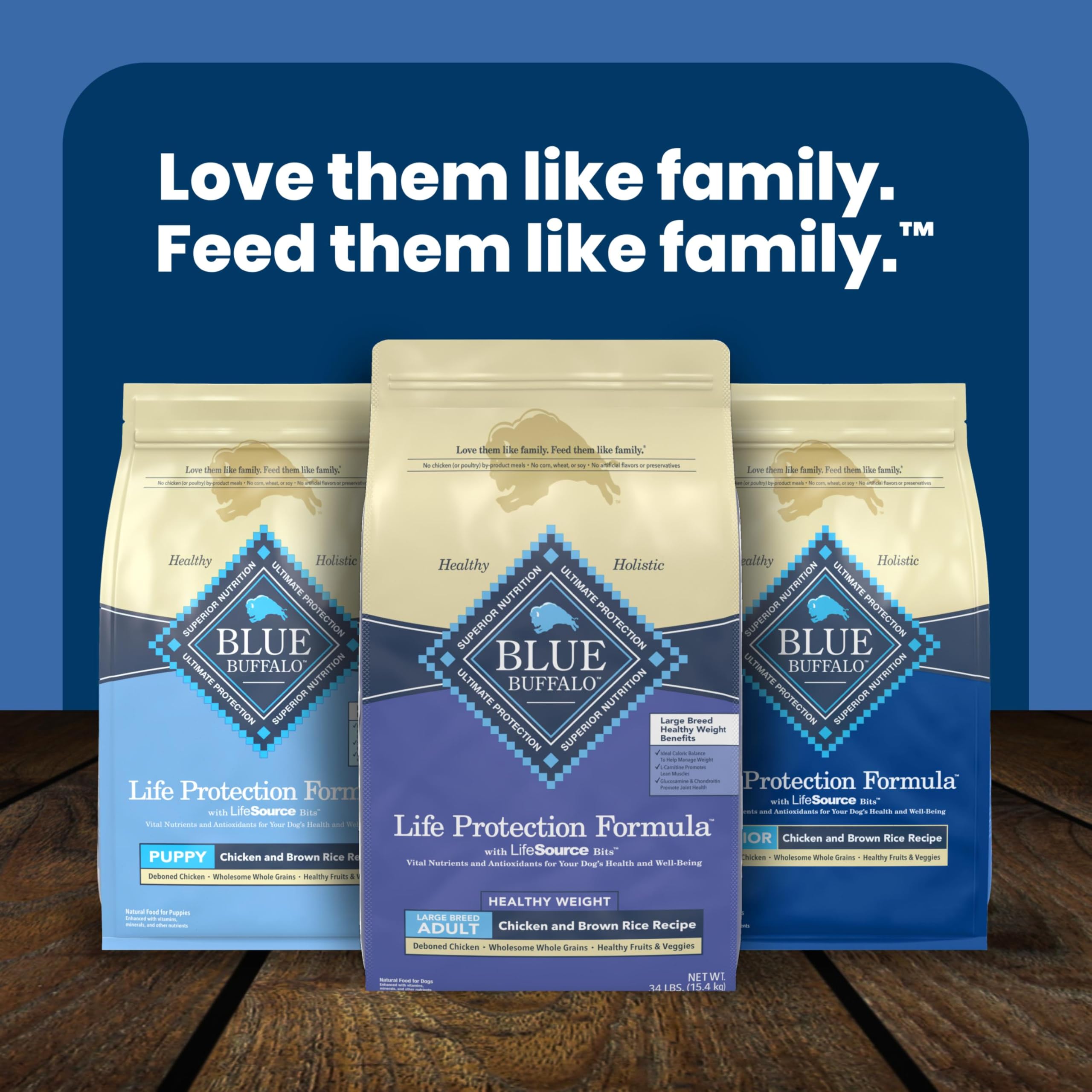 Blue Buffalo Life Protection Formula Chicken & Brown Rice Healthy Weight Large Breed Adult Dry Dog Food, Supports Immunity With LifeSource Bits, Promotes Healthy Lean Muscles & Weight Control, 30 lbs.