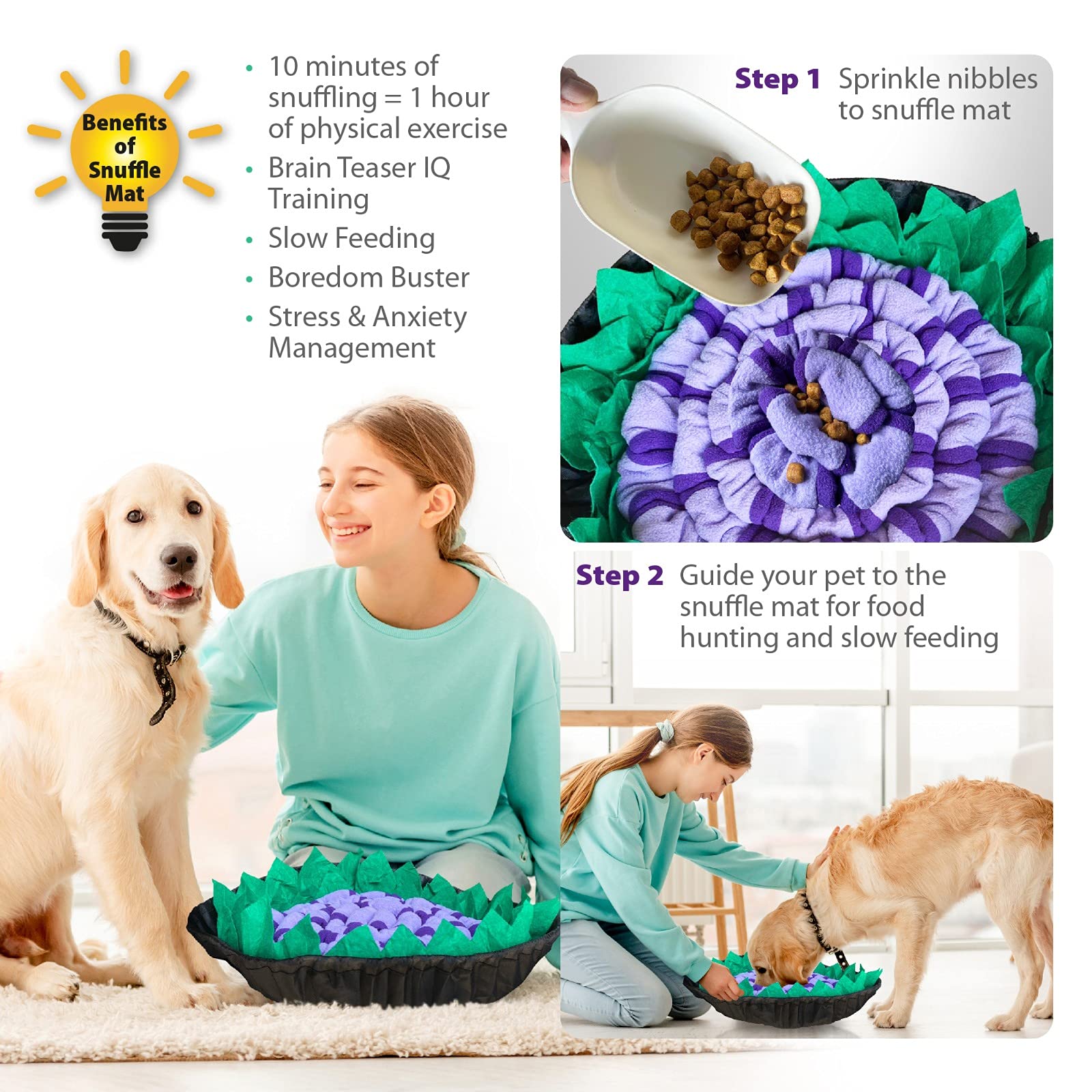 Luxury Hound Happy Doggy Set - 6 Pieces Set incl. XXXL Snuffle Mat with Soccer - Snuffle Slow Feeder - Super Luxurious Dog Mat