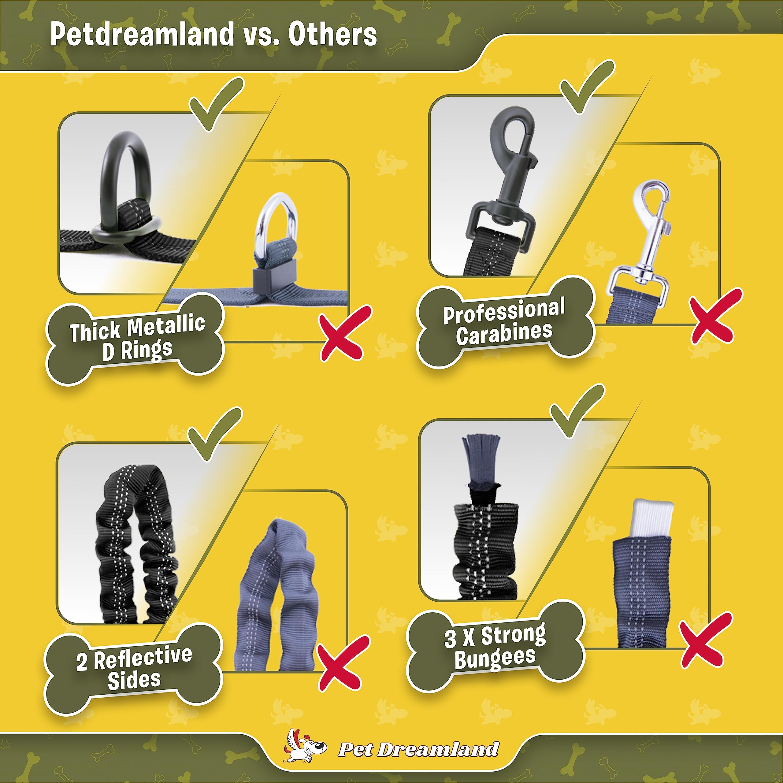 Pet Dreamland Exquisite Hands Free Dog Leash for Large Dogs. Ultimate Comfort & Freedom for Running, Walking, Hiking. Premium Quality, Durable & Versatile Waist Leash. Your Dog Will Love It.