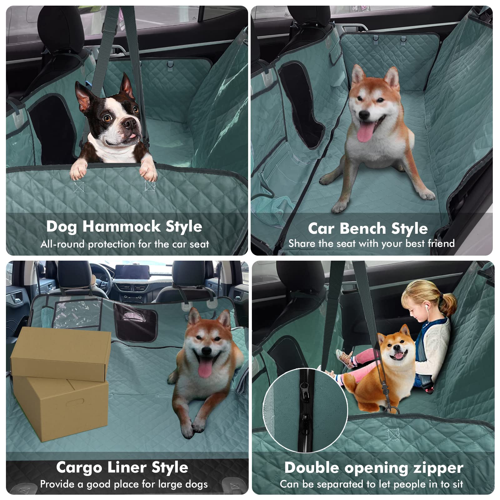 GURETER Back Seat Cover for Dogs, Waterproof Scratchproof Washable Pet Covers Cars Protection Against Dirt and Fur, Non-slip Durable Car Dog Backseat with Mesh Window, Grey Blue, CWLSGU2