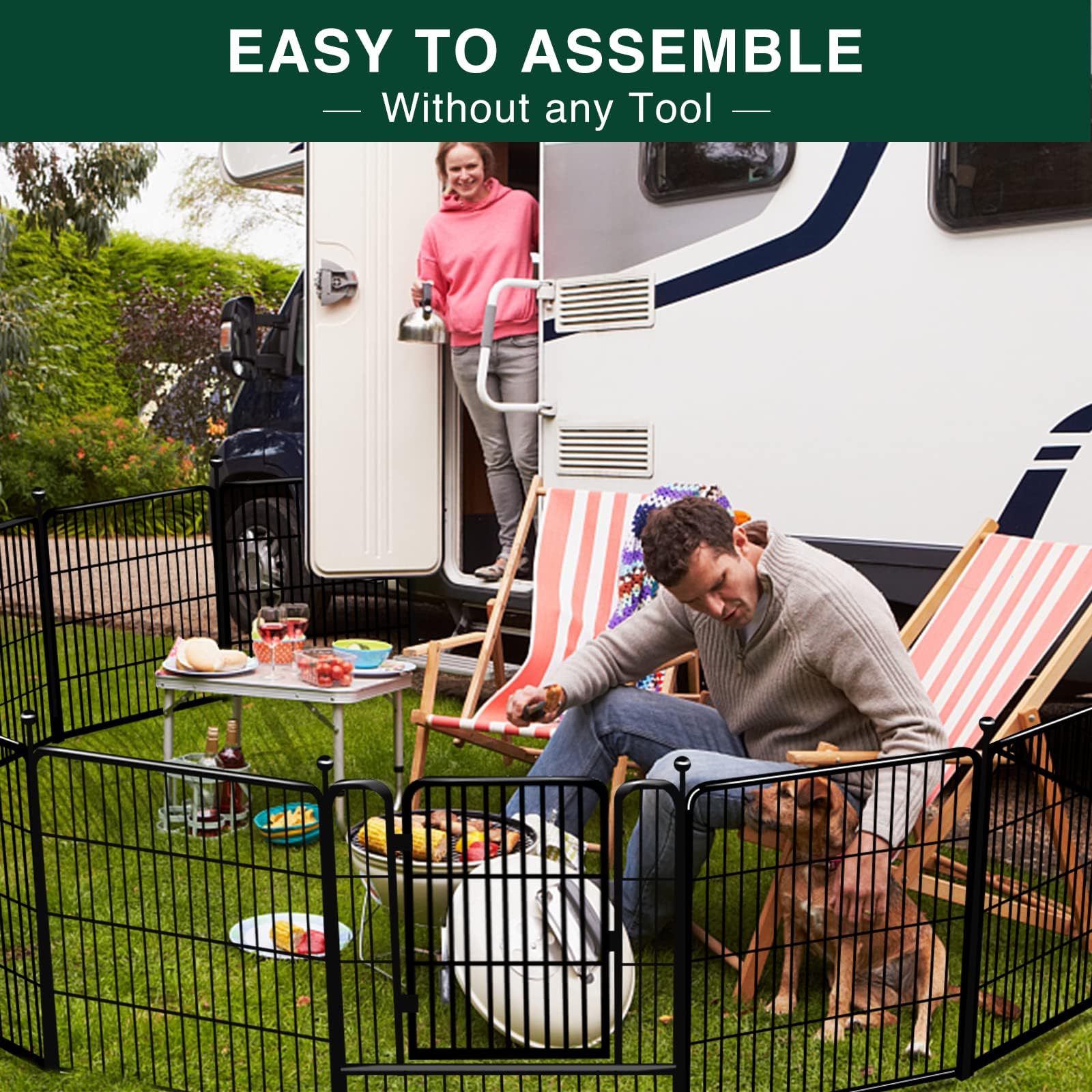 VISCOO Dog Playpen Outdoor, 16 Panels 32" H Dog Pen Indoor, Metal Dog Fence Outdoor, Pet Fence for Large/Medium/Small Dogs, Indoor Puppy PlayPen, Dog Fence Exercise Pen for RV,Camping,Yard