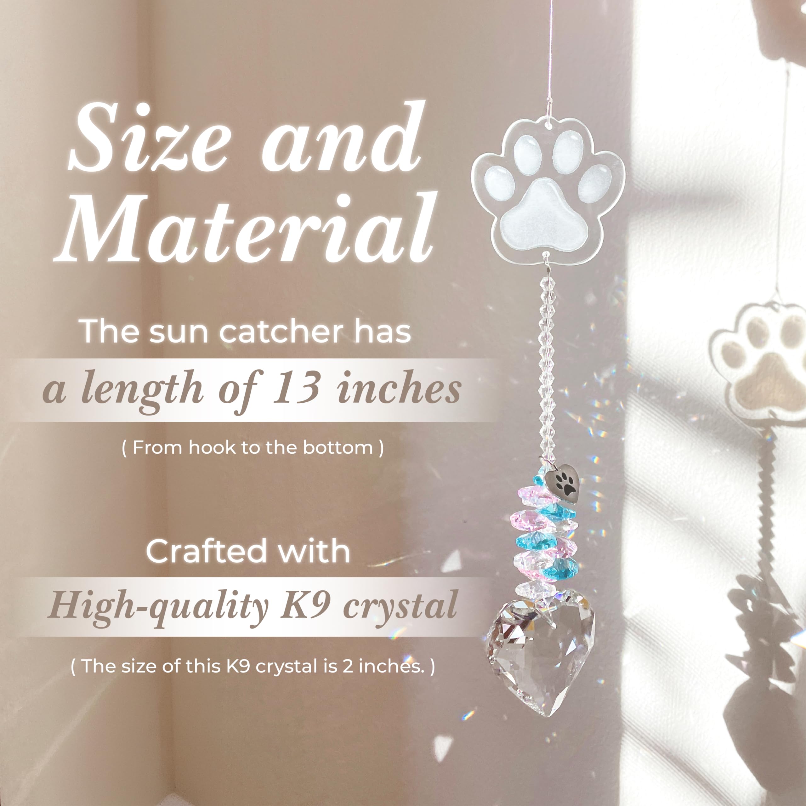 Dog Memorial Gifts for Loss of Dog Pet Sympathy Gift Suncatcher, Dog Memorial Gifts, Loss of Pet Memorial Keepsake - Dog Bereavement Gift - Clear