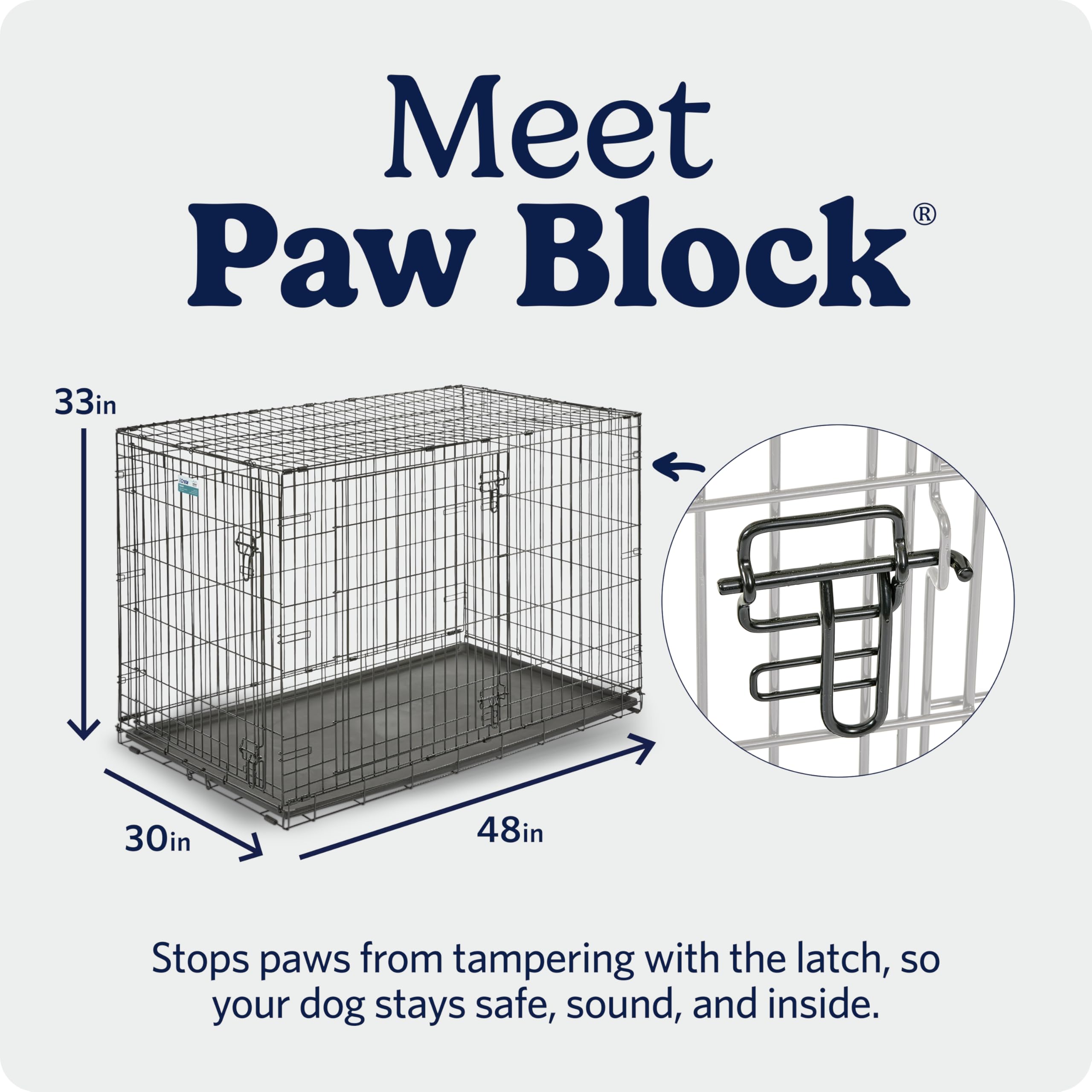 MidWest Homes for Pets 48-Inch iCrate for Extra-Large Breeds, 90-110 lbs, Double Door Folding Dog Crate with Divider Panel, Leak-Proof Tray & Secure Latches, Portable, Durable & Easy to Assemble