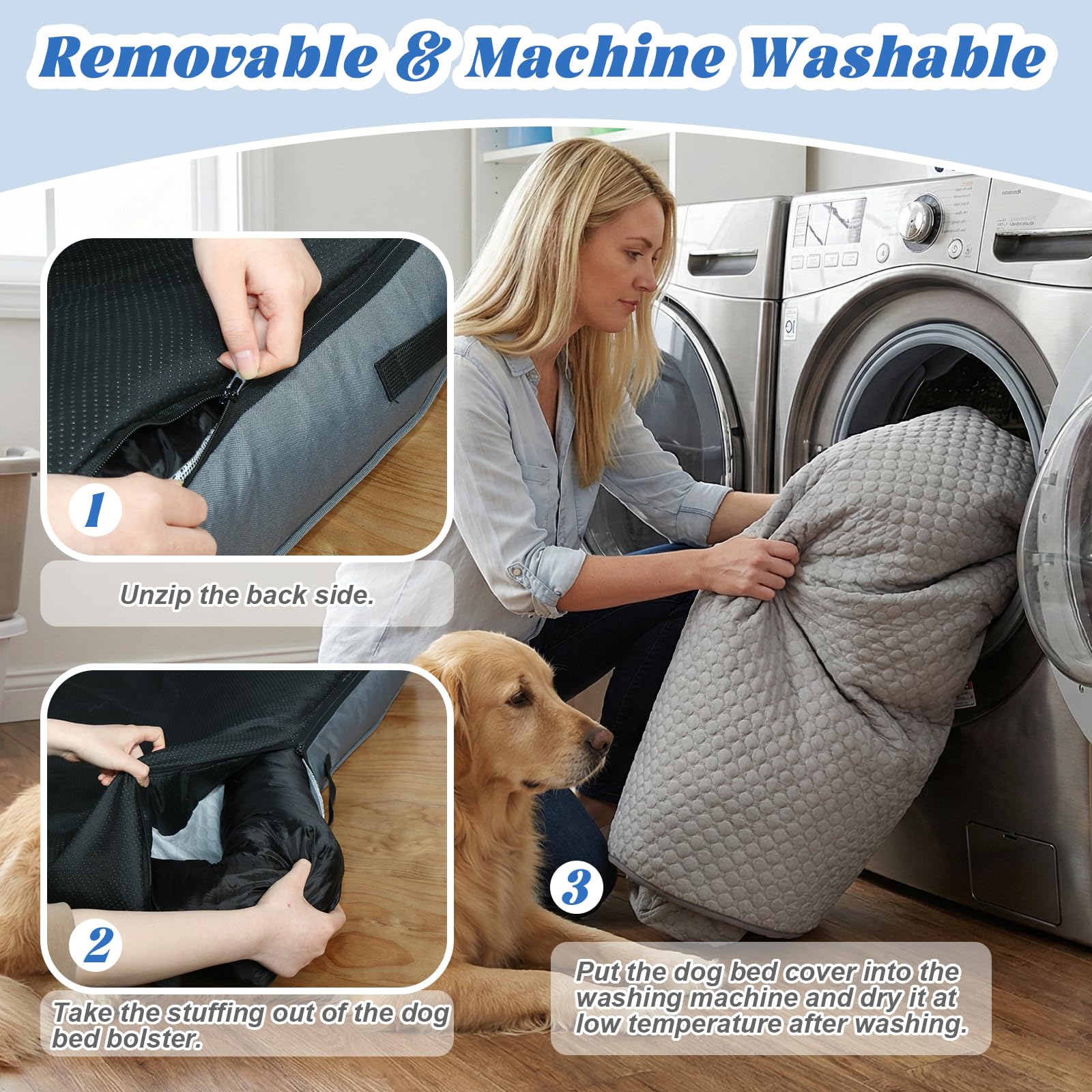 GGIB Cooling Dog Bed Mat with Bolster Pillow Washable Dog Couch Cover Breathable Summer Pet Couch Bed Protector Indoor(Medium, Cooling Grey)